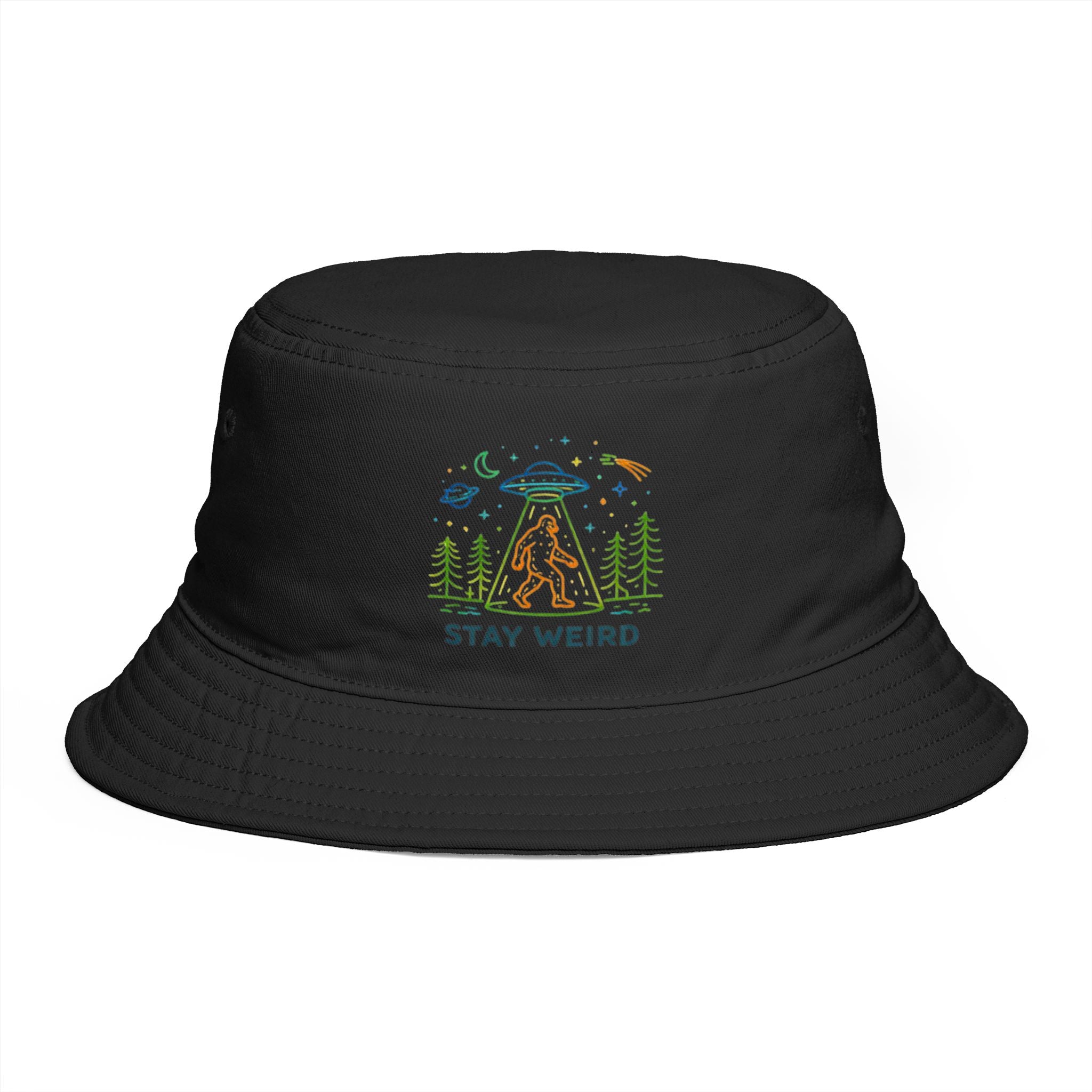 Stay Weird UFO Bigfoot Abduction Bucket Hat
