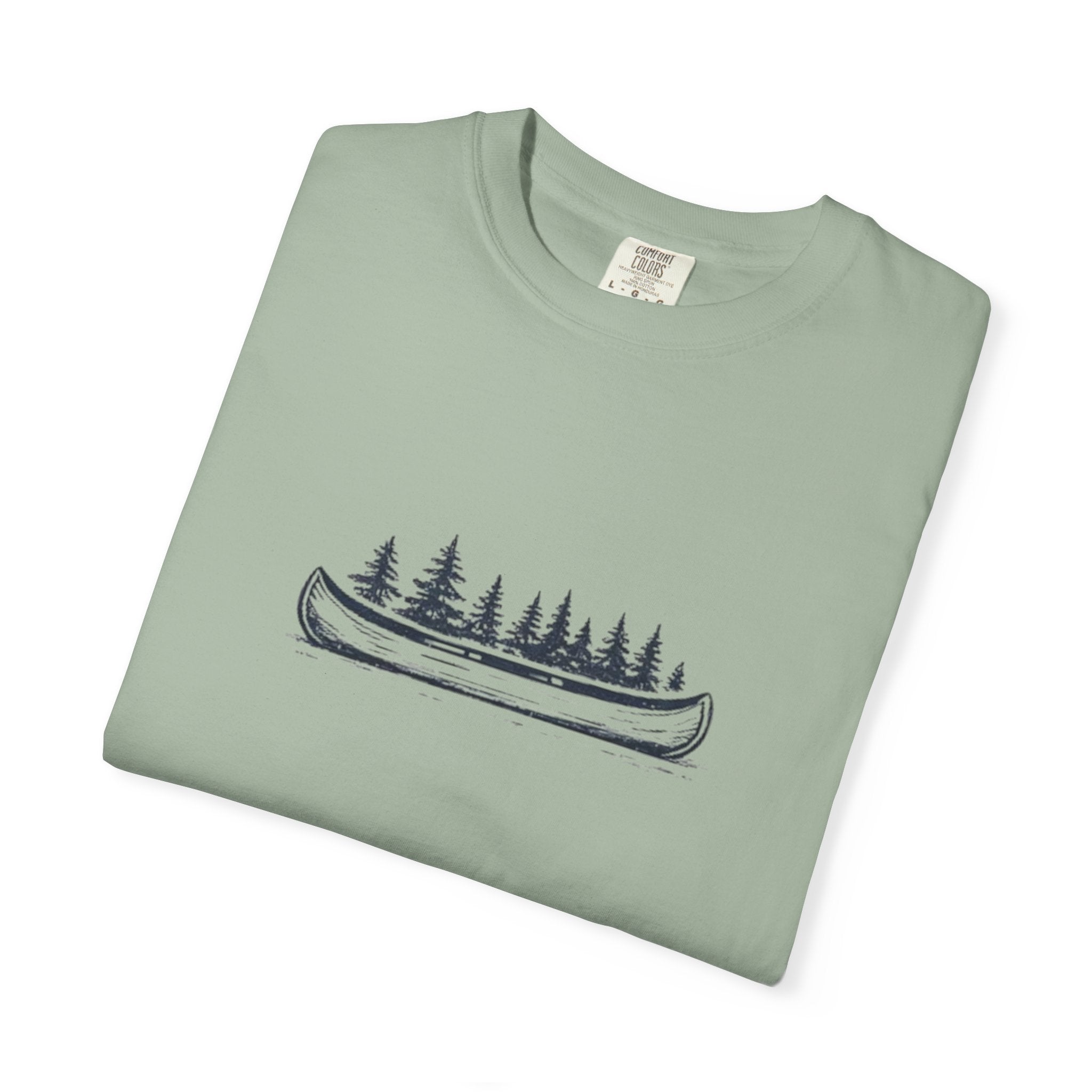 Canoe & Pines T-Shirt | Minimal Outdoor Adventure Graphic Tee