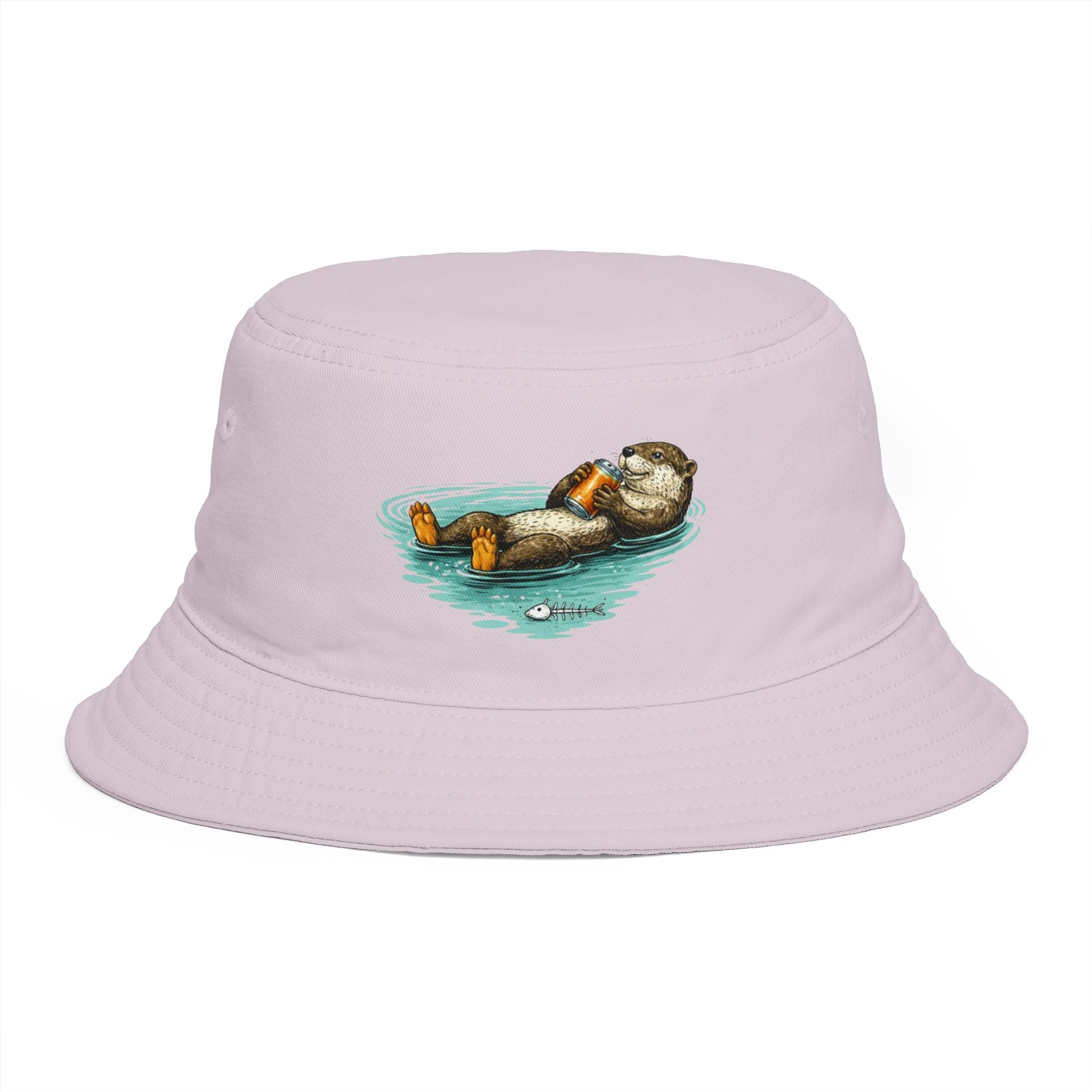 Otter Float Bucket Hat | Cute River Otter Relaxing on Water, Casual Outdoor Sun Hat