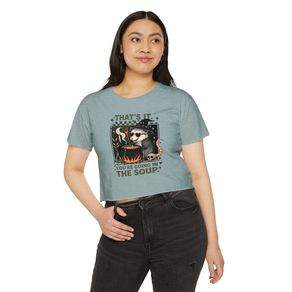 Witchy Opossum Crop Top | "Thats It, Youre Going in the Soup" Festival Tee