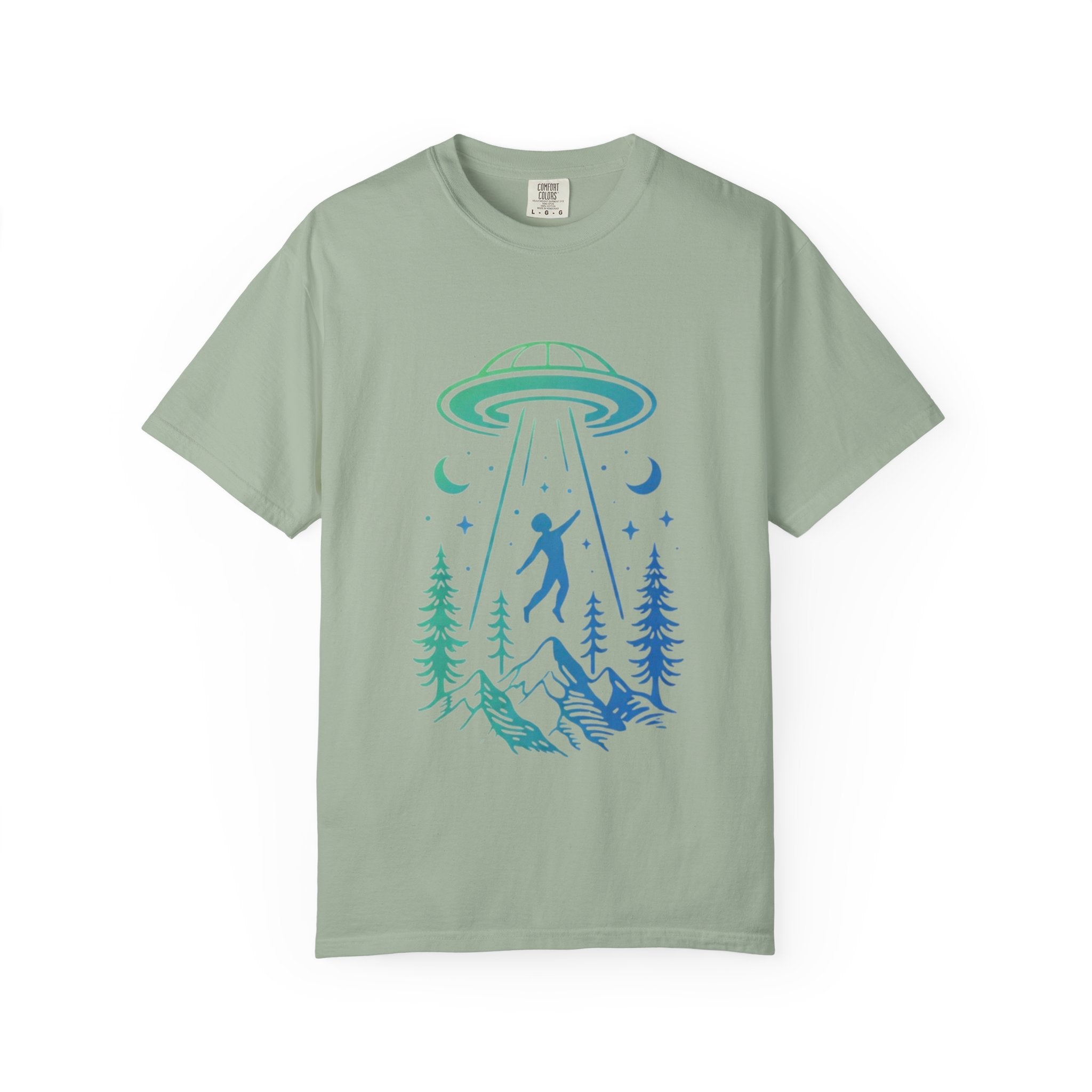 Alien Abduction Mountain T-Shirt | UFO Forest Graphic Tee