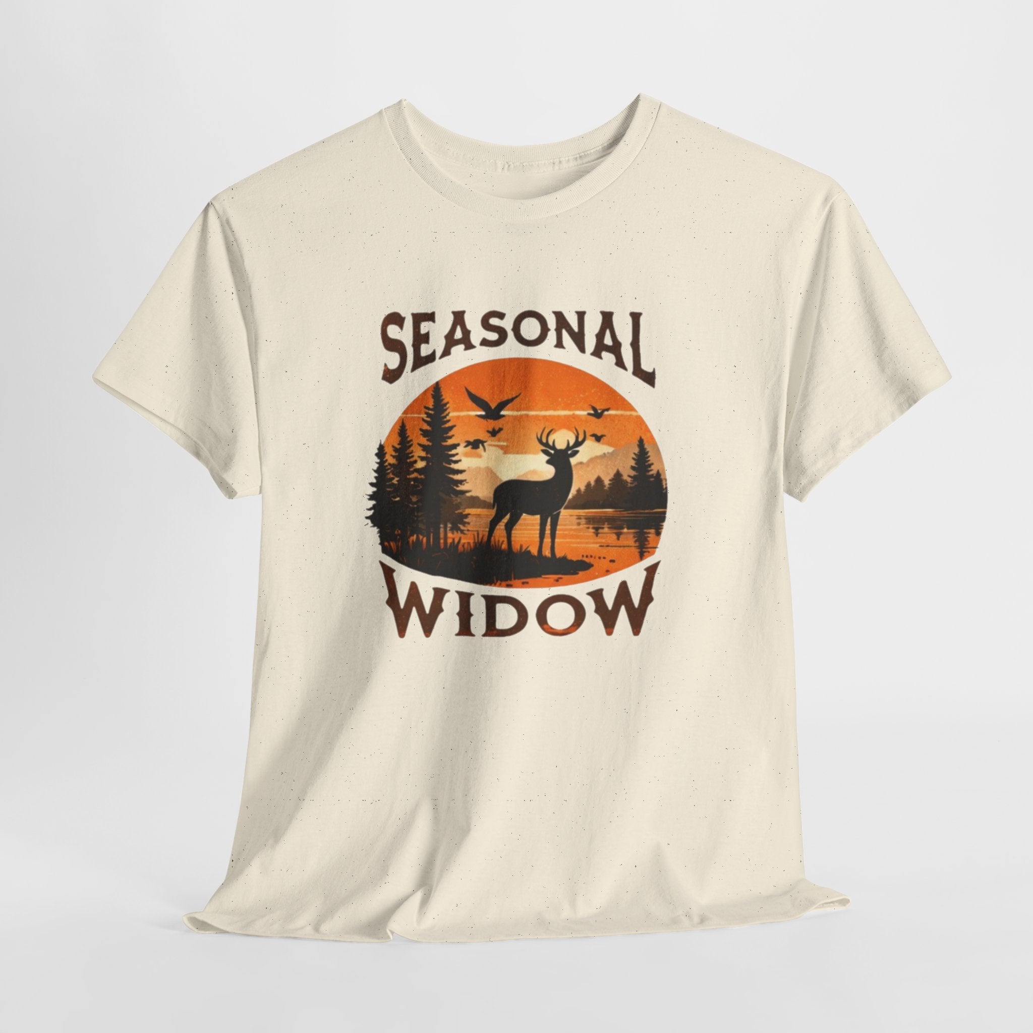Seasonal Widow Tee | Hunting Wife Deer Sunset Graphic T-Shirt