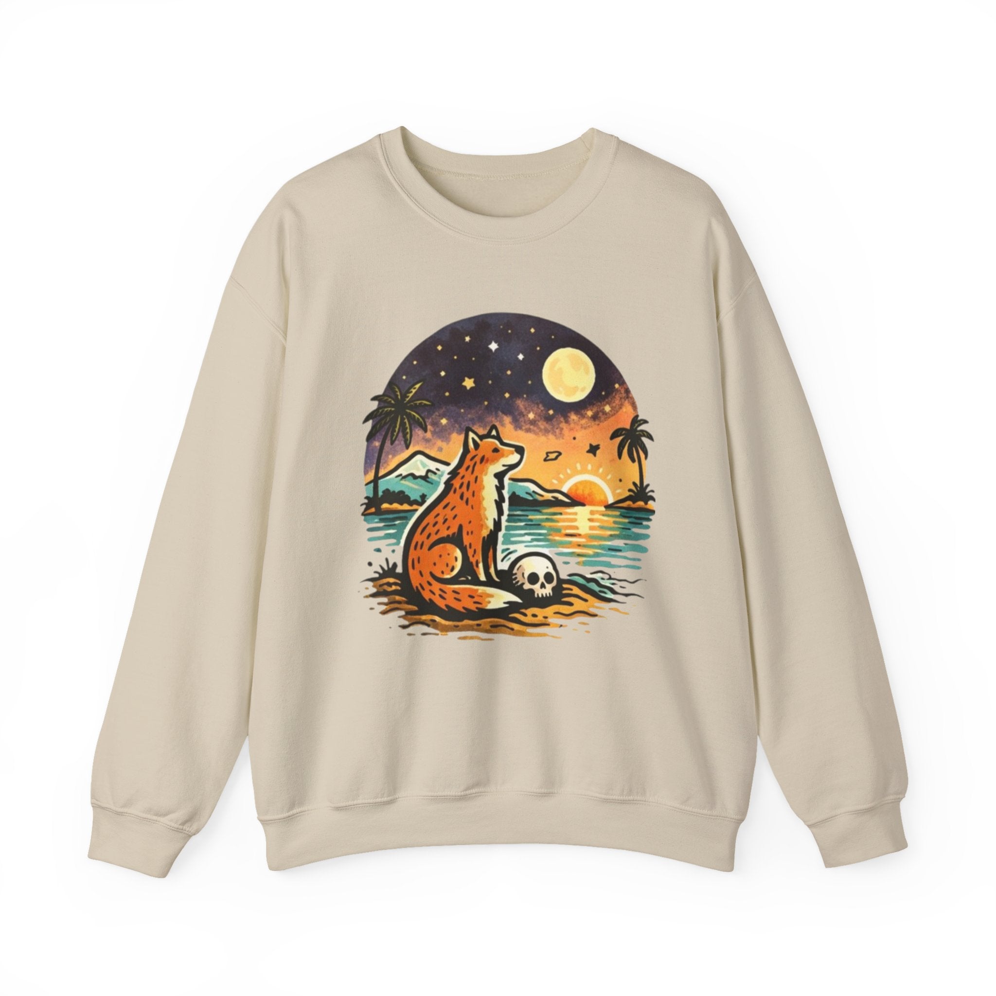 Crewneck Sweatshirt | Sunset Fox Beach Scene Graphic