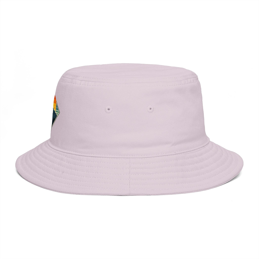 Mountain Sunset Bucket Hat | Retro Outdoor Hiking Patch