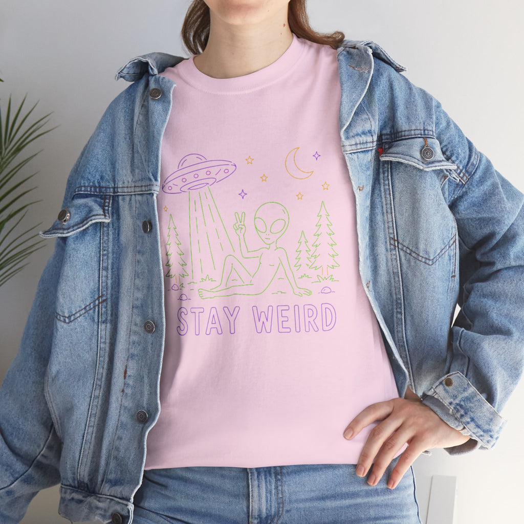 T-Shirt | Pastel UFO "Stay Weird" Graphic Tee