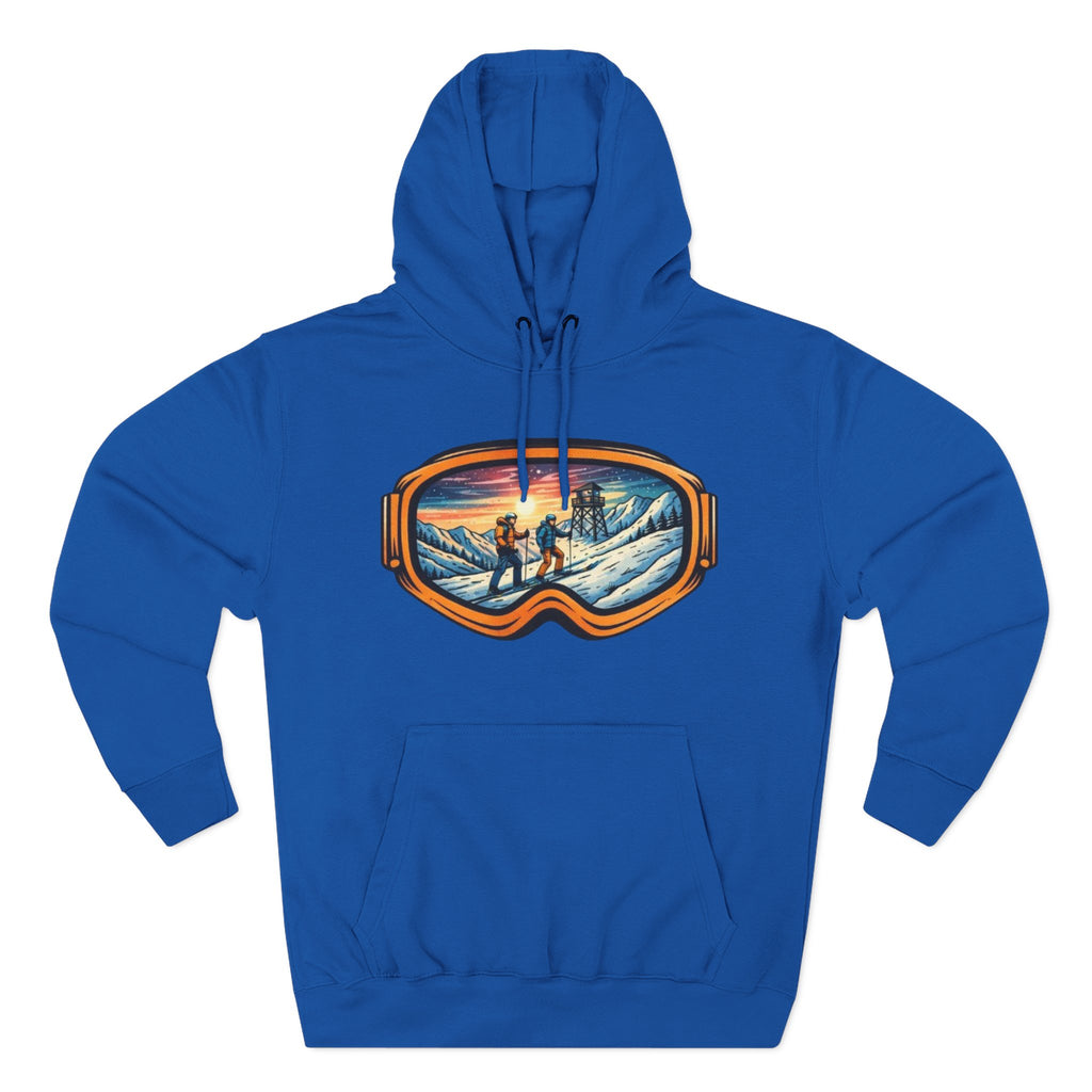 Ski Goggles Graphic Hoodie | Sunset Mountain Ski Fleece Pullover