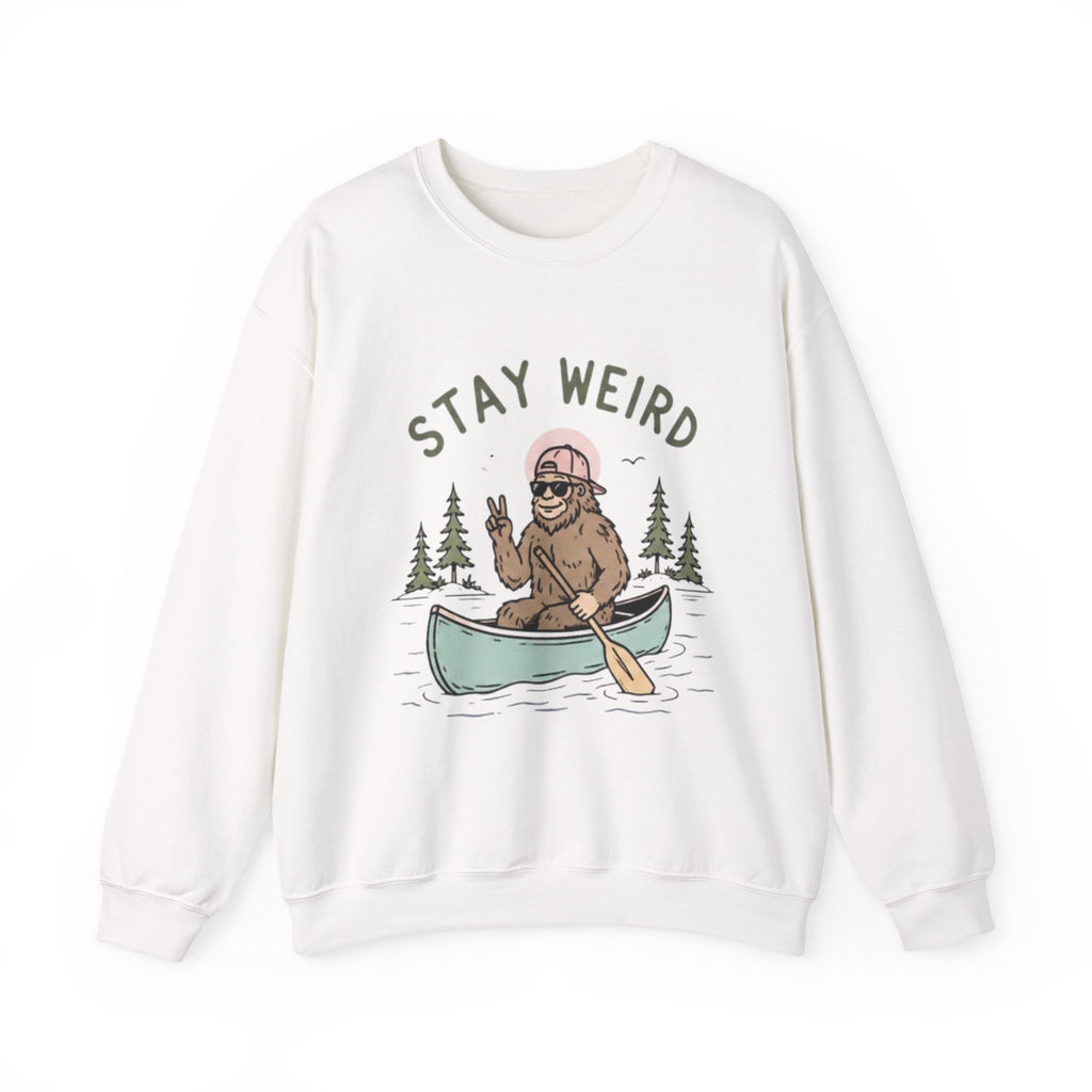 Stay Weird Sasquatch Canoe Crewneck Sweatshirt