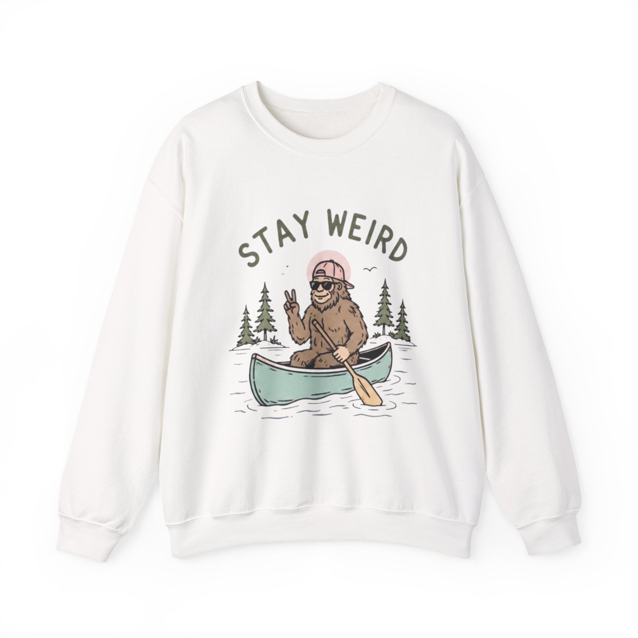 Stay Weird Sasquatch Canoe Crewneck Sweatshirt