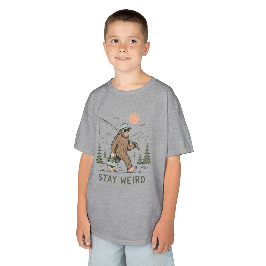 Kids Tee | Stay Weird Bigfoot Fishing