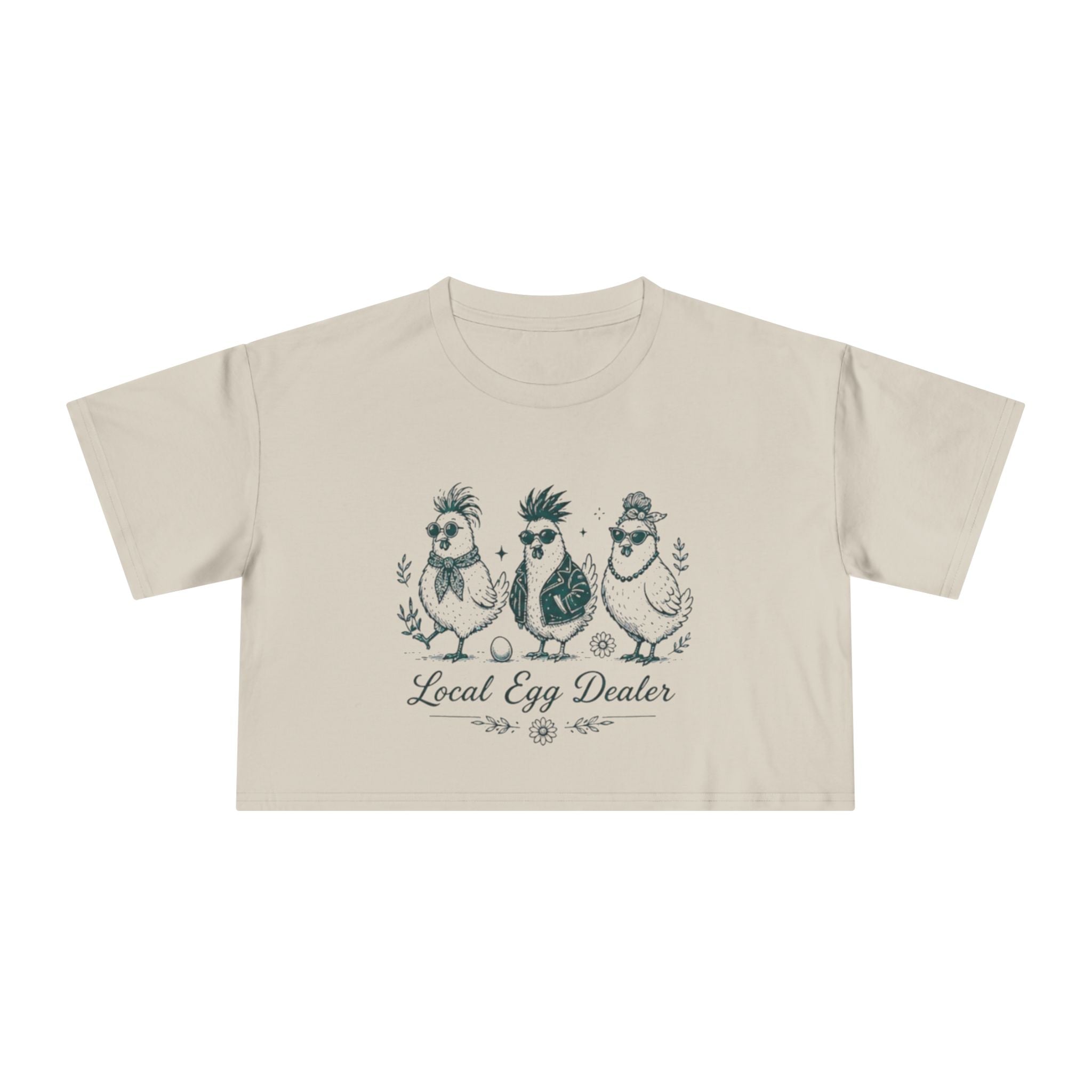 Local Egg Dealer Crop Tee | Cute Chicken Graphic Womens Cropped T‑Shirt