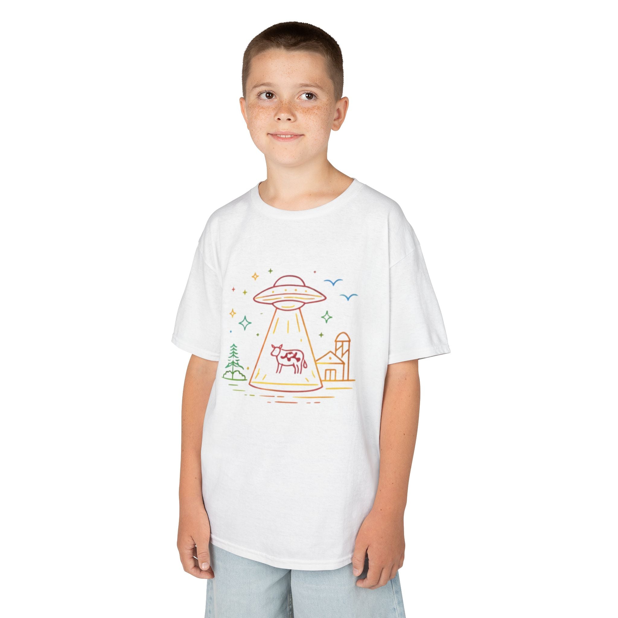 Kids T-Shirt | Pastel UFO Cow Abduction Design