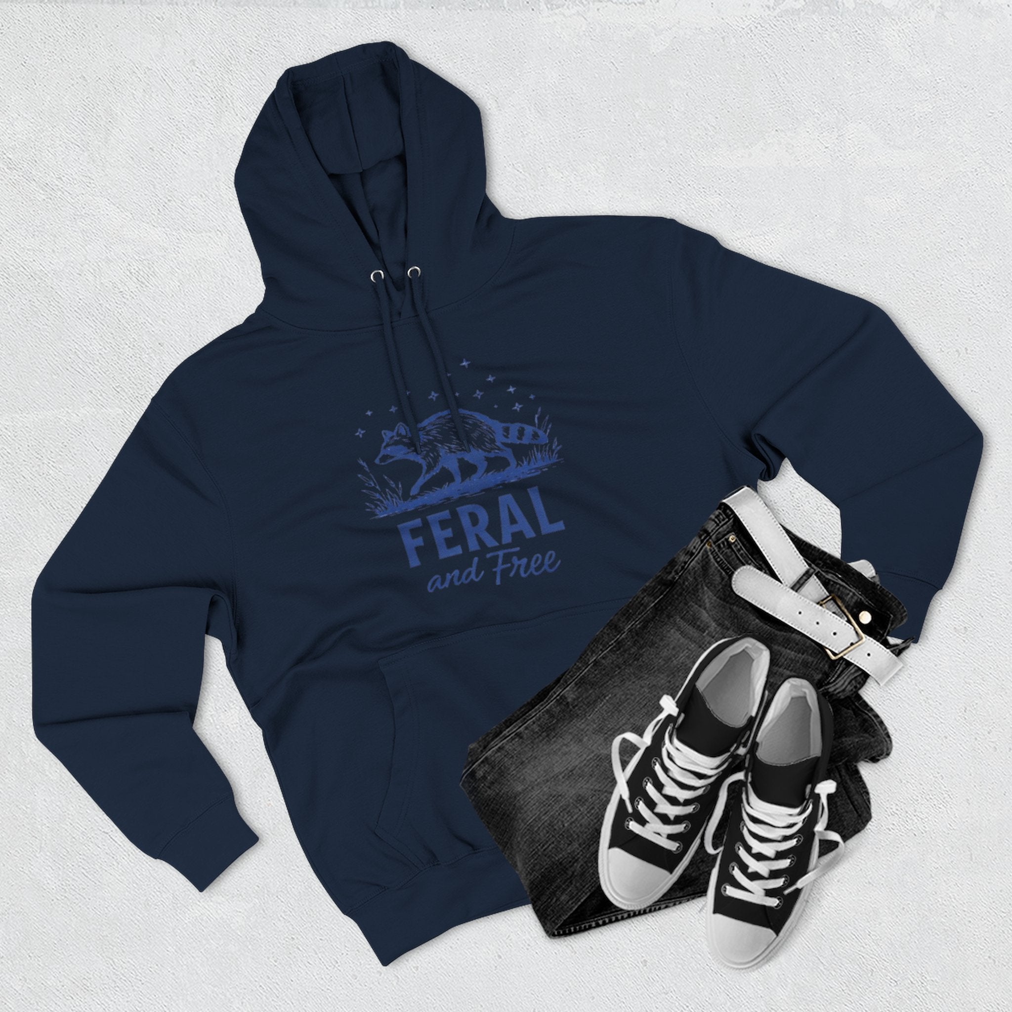 Hoodie | Feral and Free Raccoon Graphic Hoodie | Nature Lover Casual Pullover