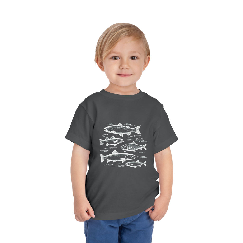 Toddler Tee | Vintage Fish Sketches Kids Short Sleeve Shirt