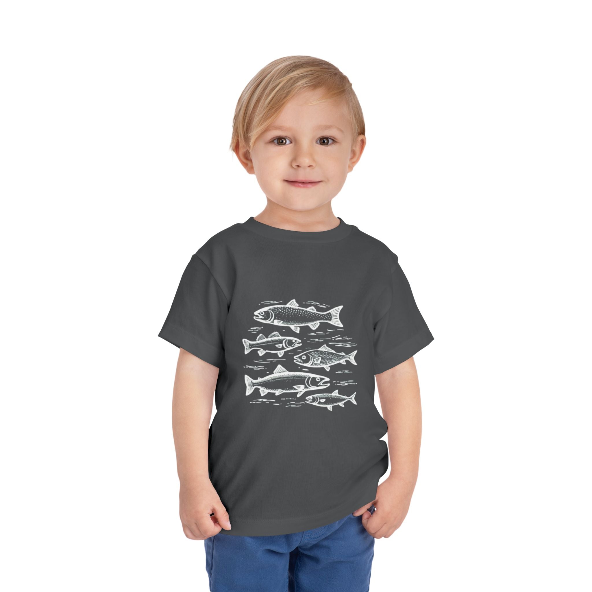 Toddler Tee | Vintage Fish Sketches Kids Short Sleeve Shirt