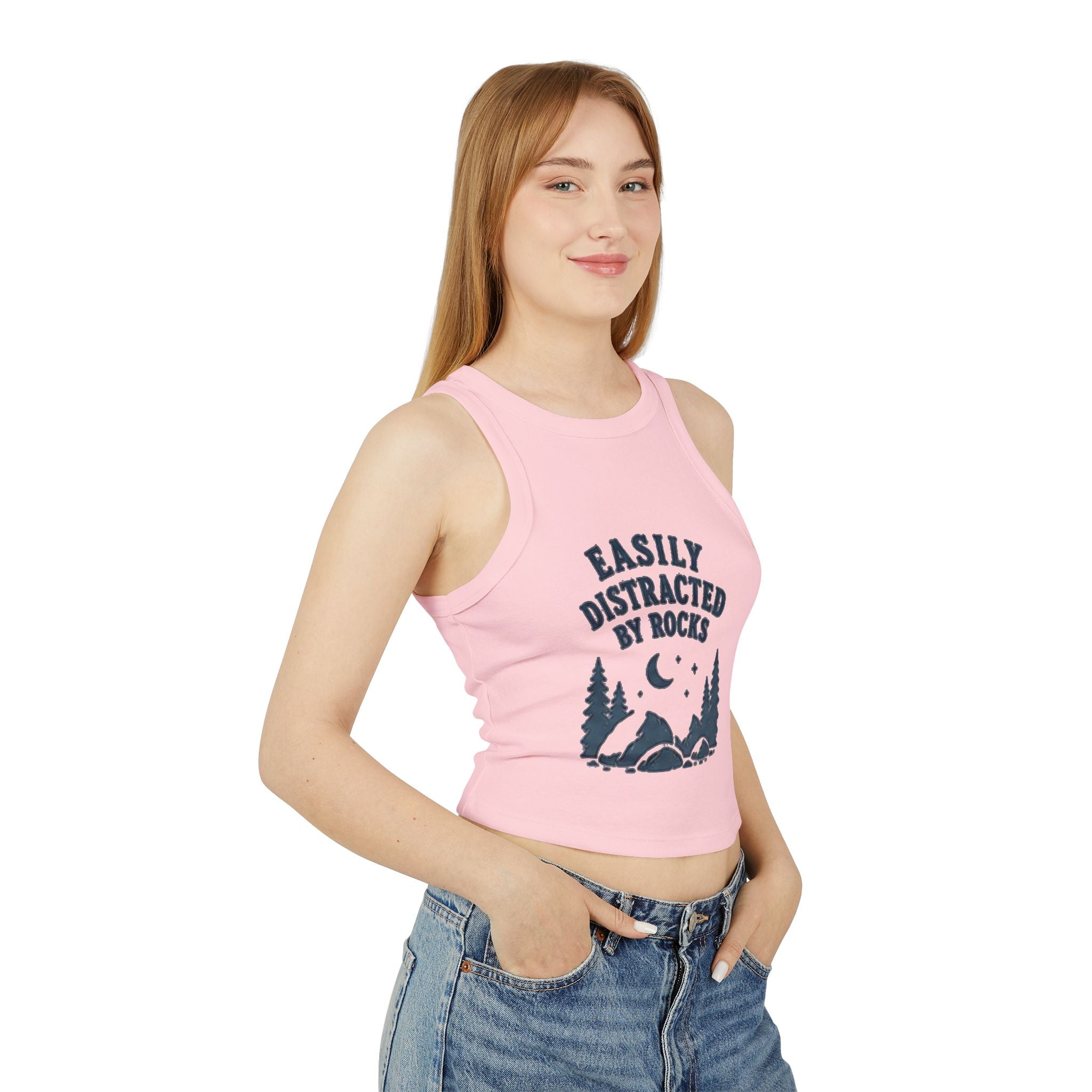 Easily Distracted by Rocks Racer Tank | Rock Collector Womens Tank Top