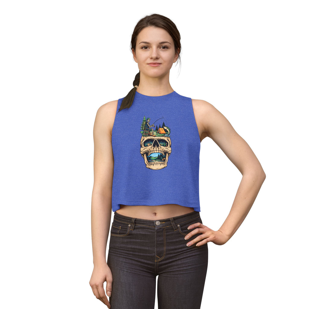 Skull Camping Fishing Crop Top | Adventure Outdoors Graphic Tank