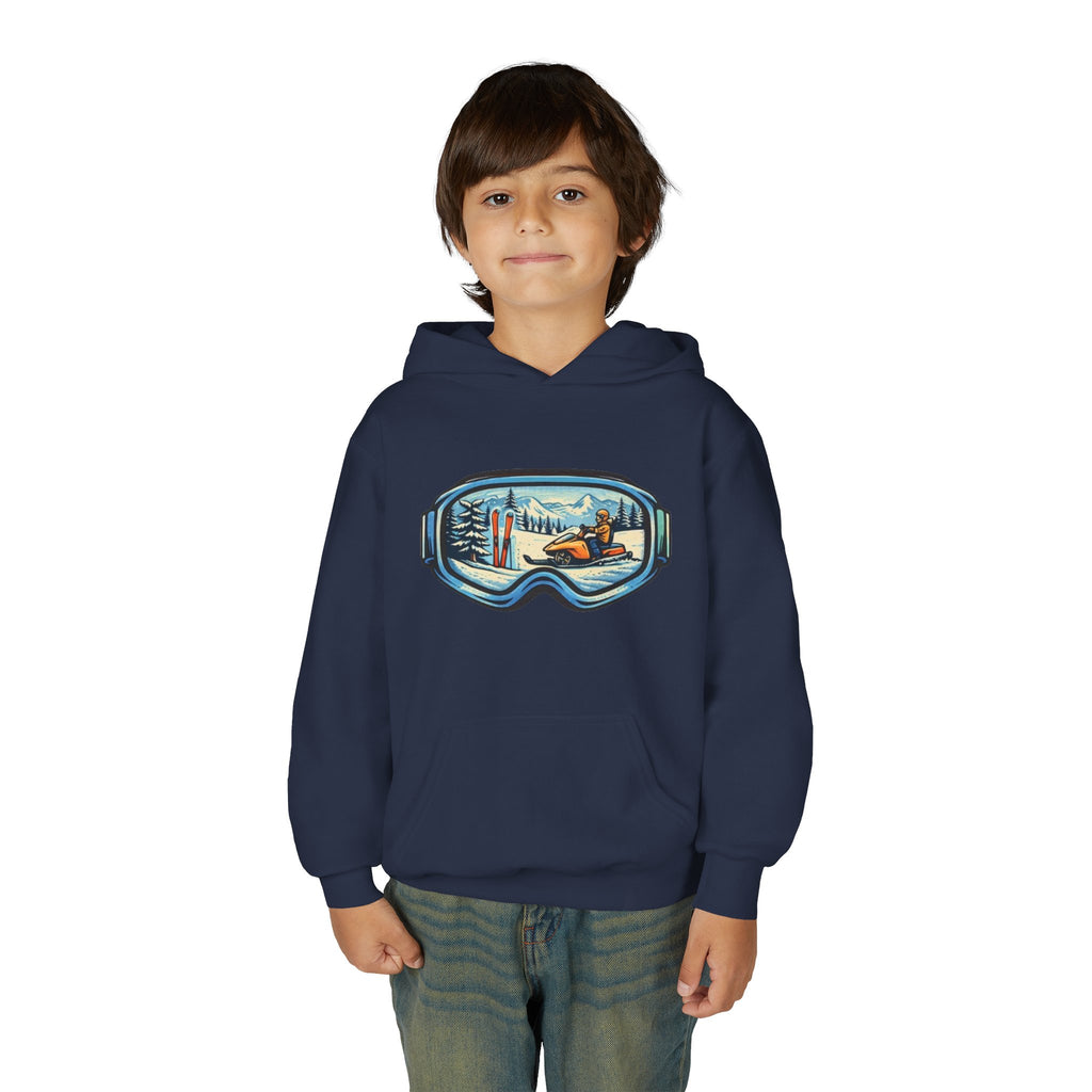 Youth Ski Goggles Hoodie | Winter Snowboard Scene Pullover