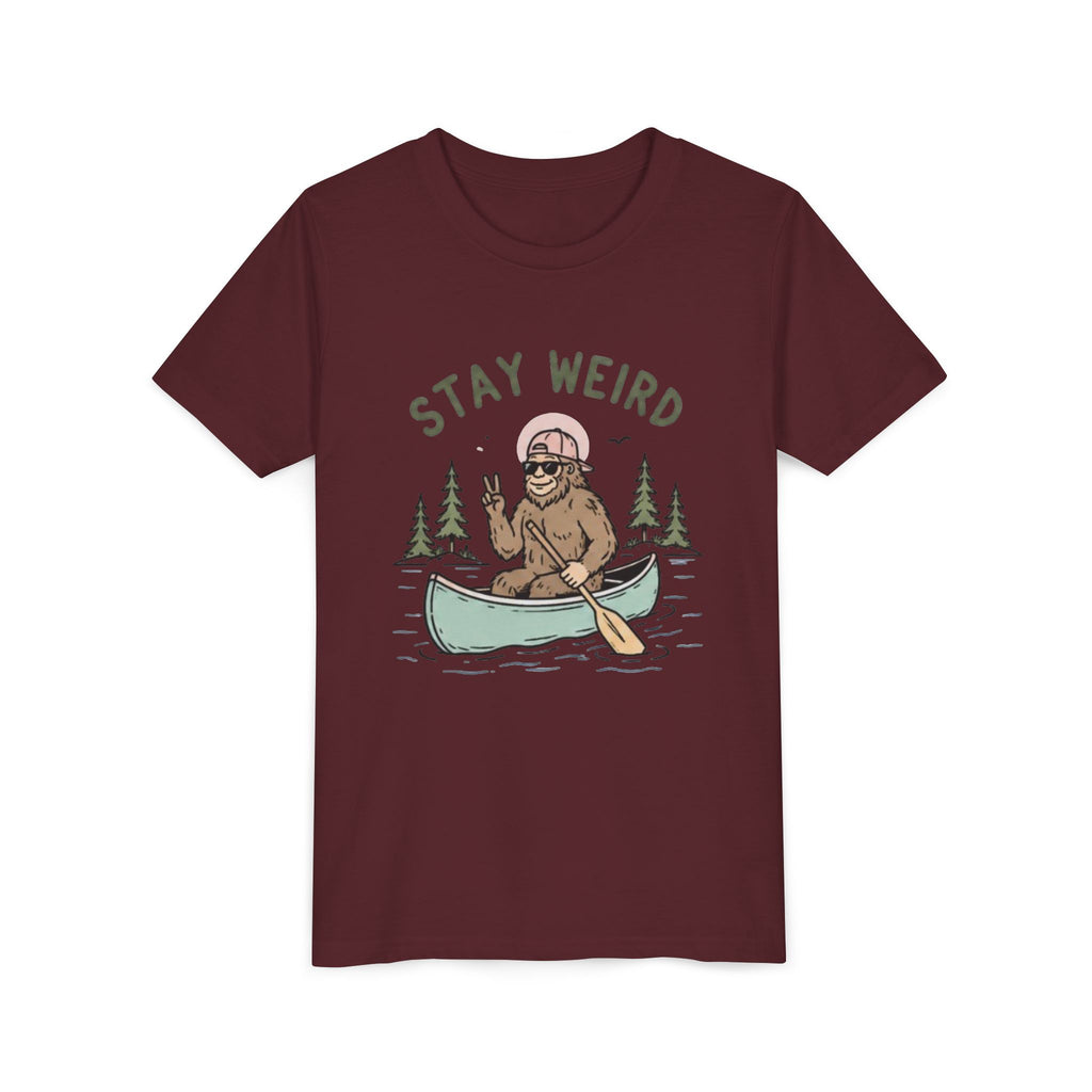 Youth T-Shirt | "Stay Weird" Canoe Bigfoot Graphic Tee