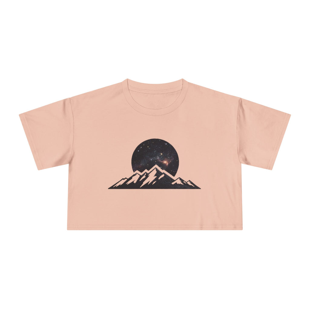 Crop Tee | Night Sky Mountain Graphic