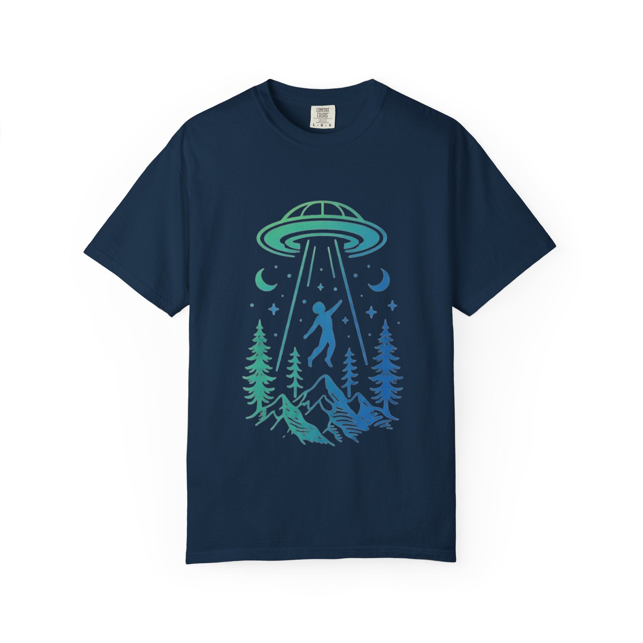 Alien Abduction Mountain T-Shirt | UFO Forest Graphic Tee