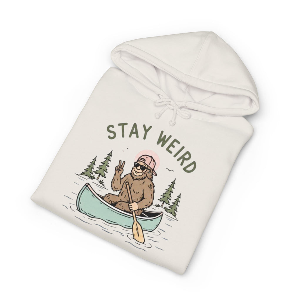 Stay Weird Canoe Hoodie | Bigfoot Paddling Graphic Sweatshirt