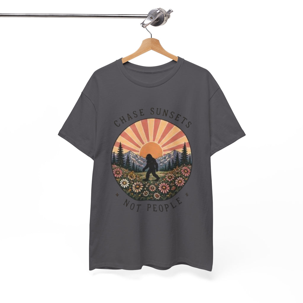 Chase Sunsets Not People Bigfoot Tee