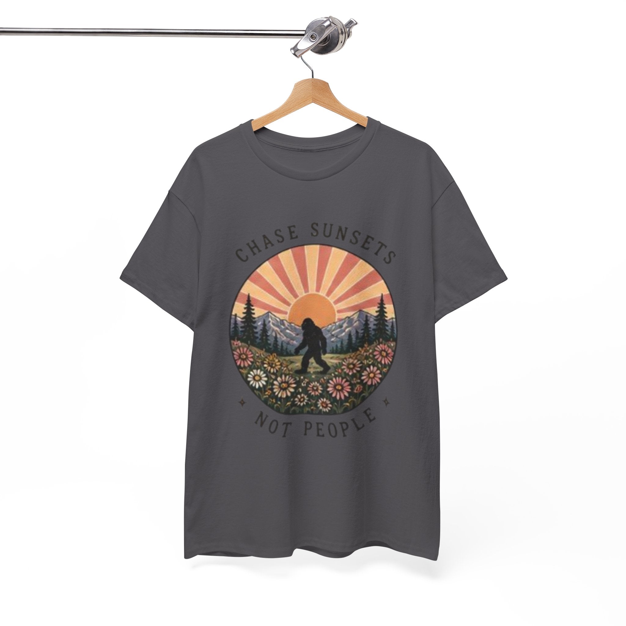 Chase Sunsets Not People Bigfoot Tee