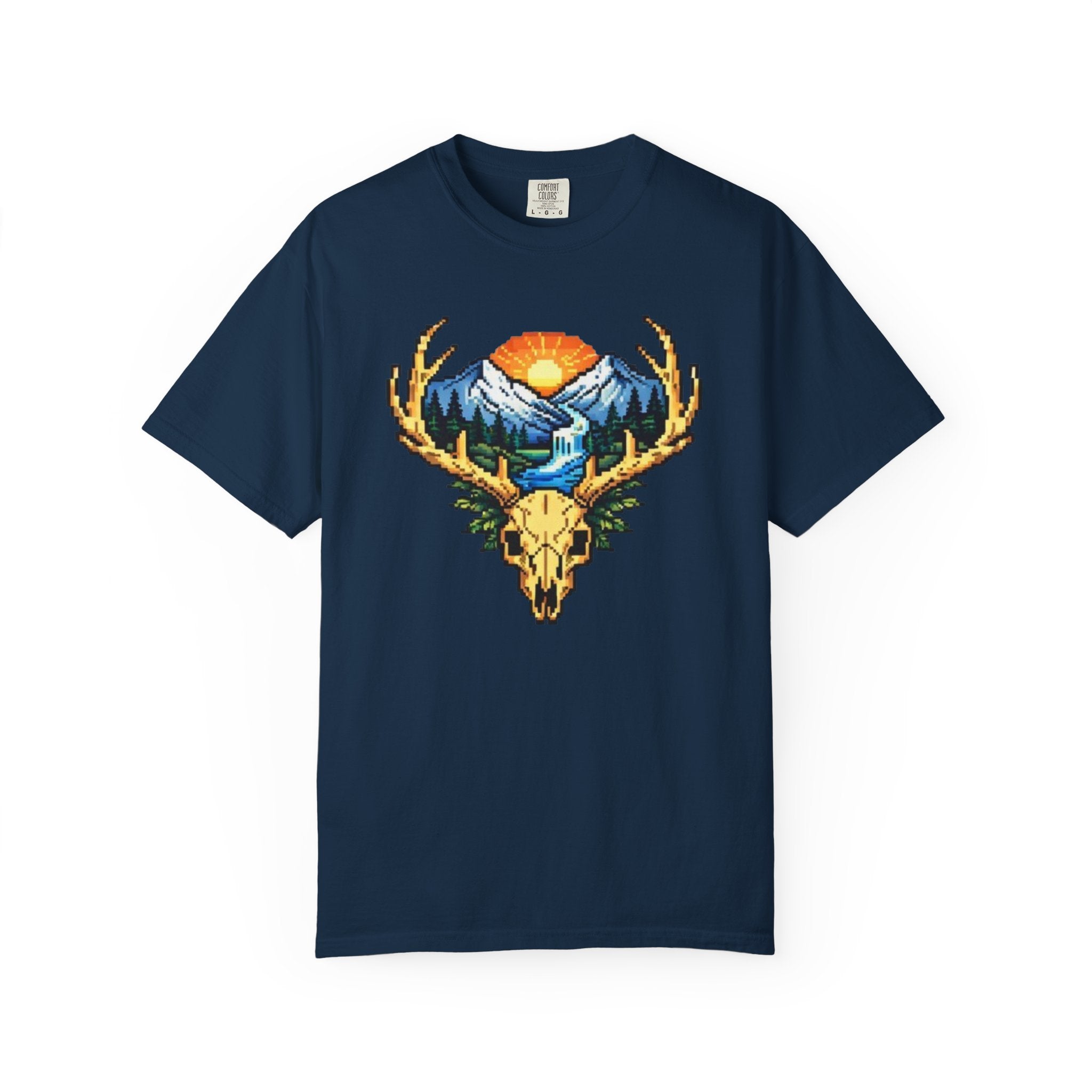 Pixel Art Deer Skull Mountain T-Shirt