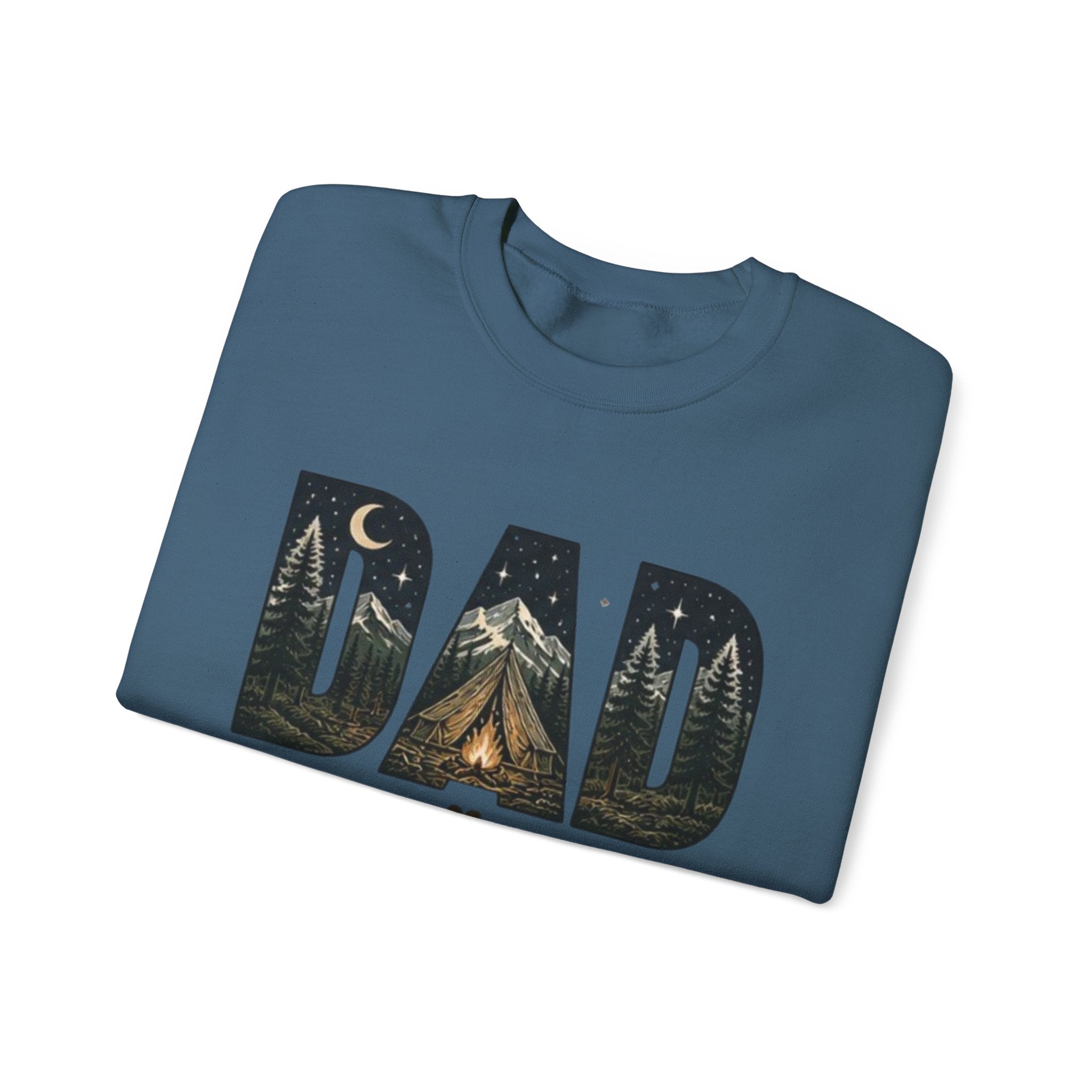 Dad Camping Crewneck Sweatshirt | Rustic Campfire & Mountain Outdoor Dad Gift