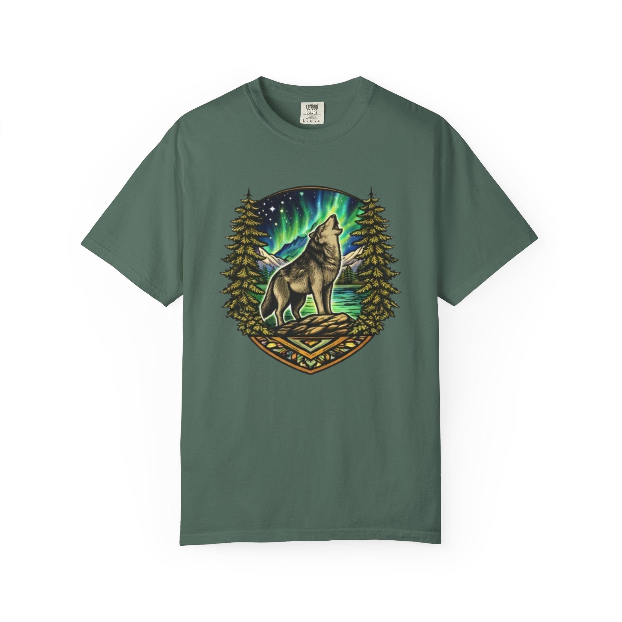 Wolf Howl T-Shirt | Northern Lights Forest Graphic Tee