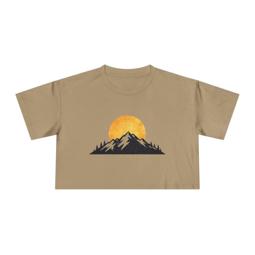 Mountain Sunrise Womens Crop Tee | Minimal Nature Graphic Top