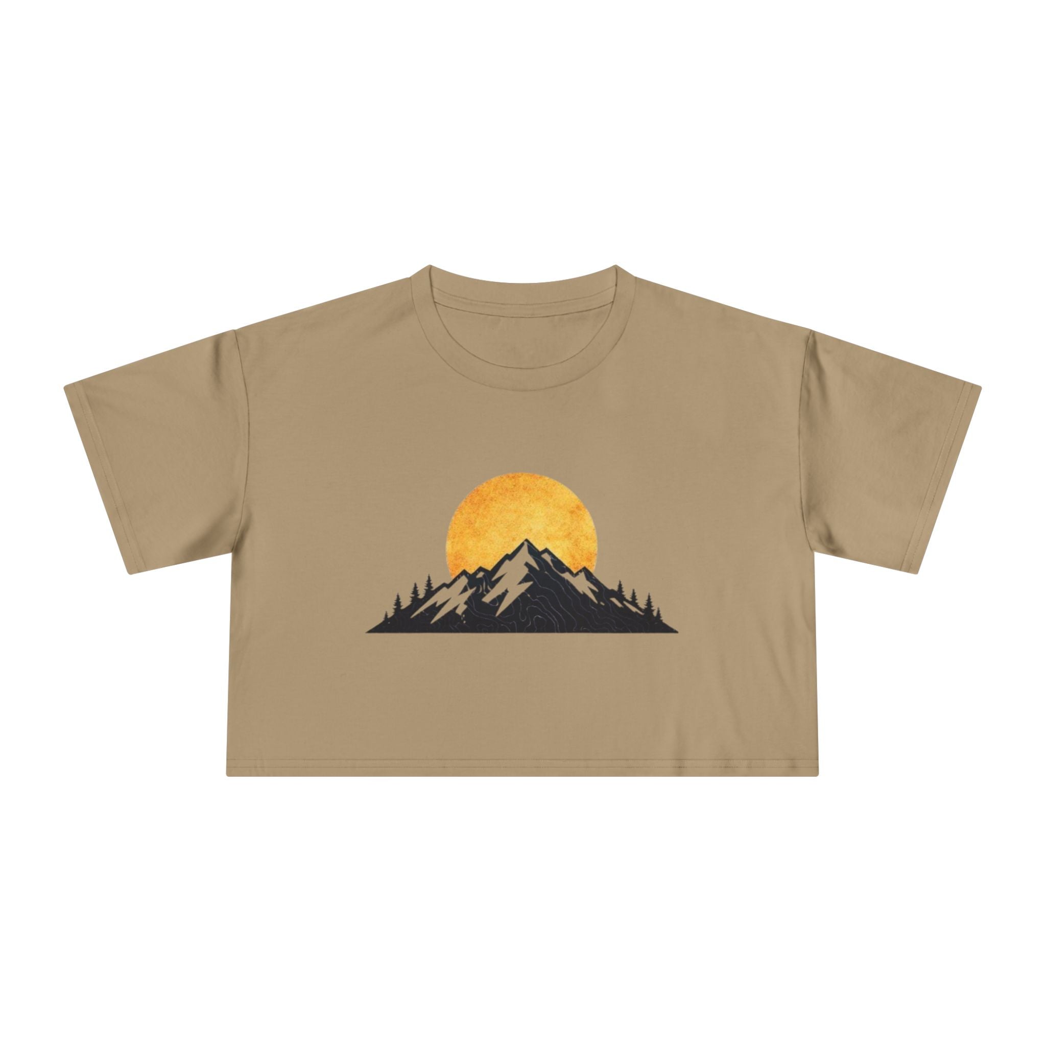 Mountain Sunrise Womens Crop Tee | Minimal Nature Graphic Top