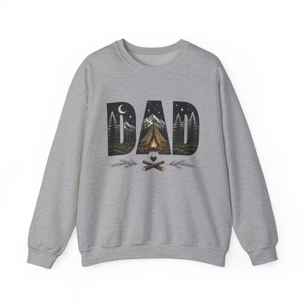 Dad Camping Crewneck Sweatshirt | Rustic Campfire & Mountain Outdoor Dad Gift