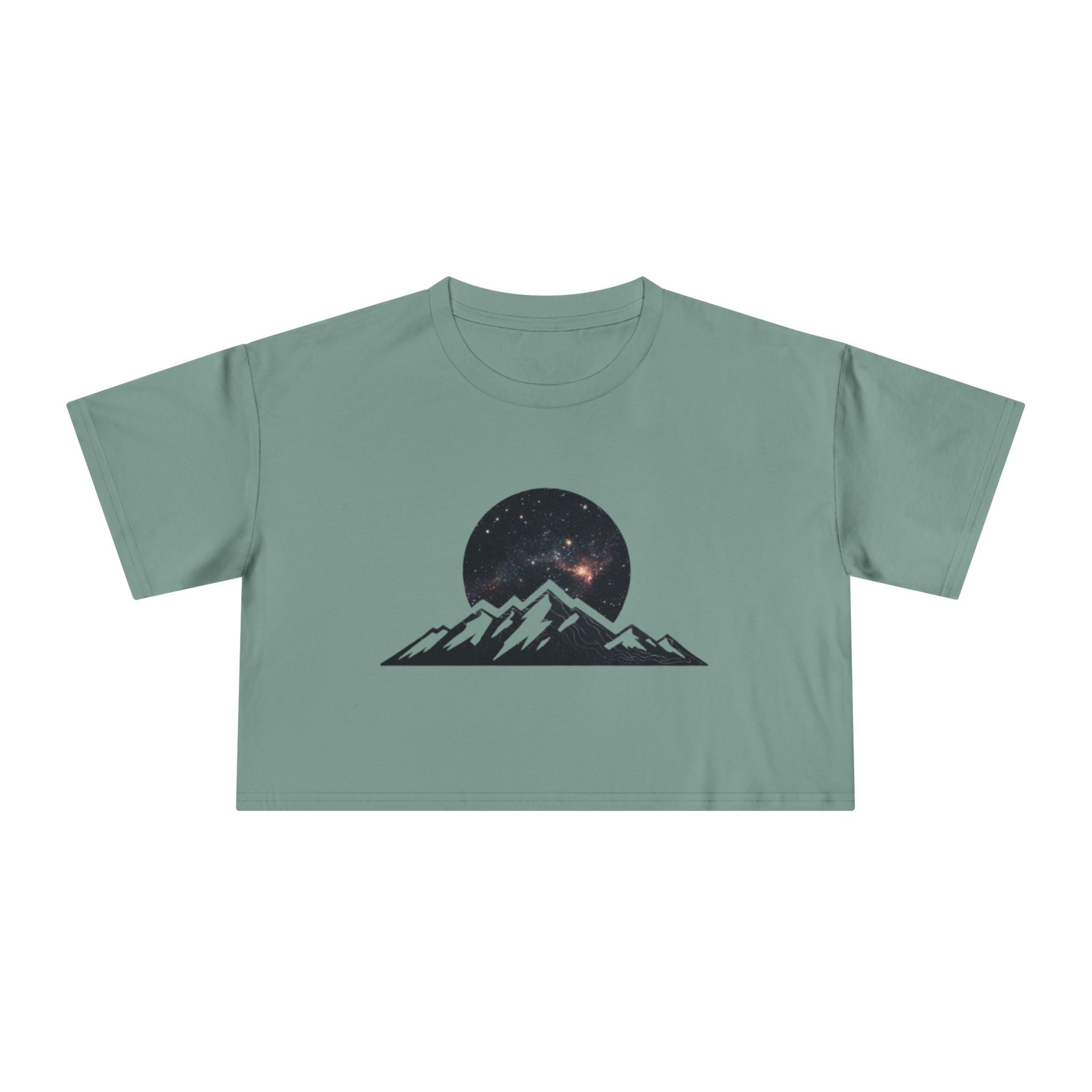 Crop Tee | Night Sky Mountain Graphic