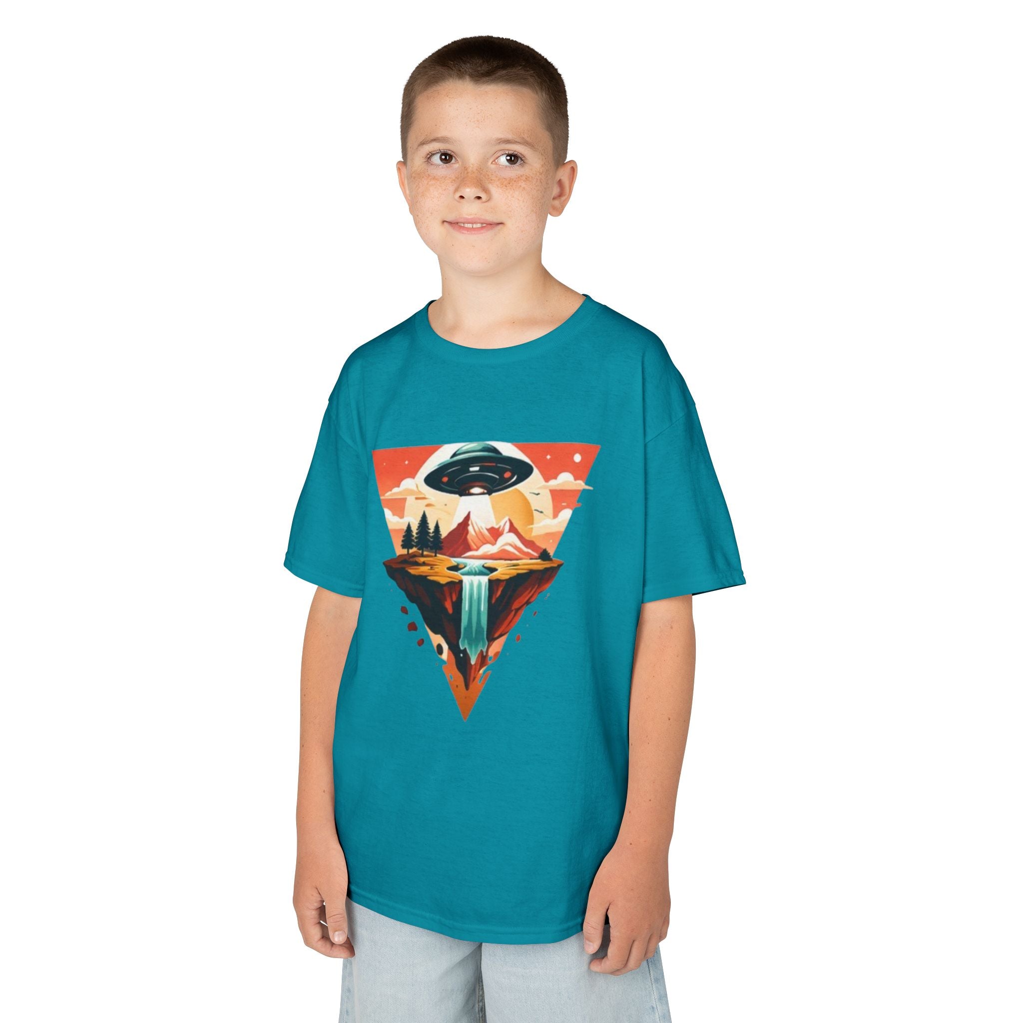 Kids Tee | UFO Mountain Waterfall Adventure Graphic