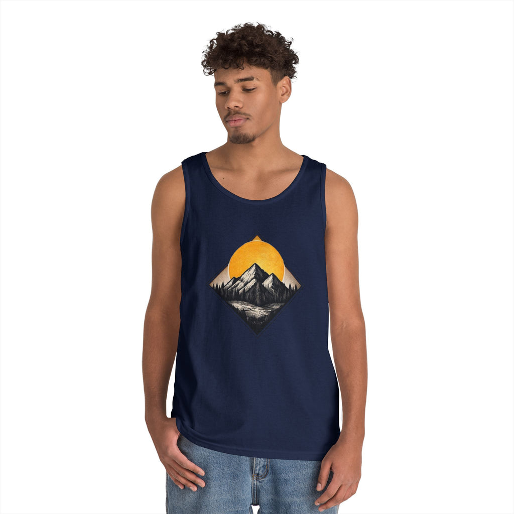 Mountain Explorer Tank Top | Retro Sunset Mountain Graphic