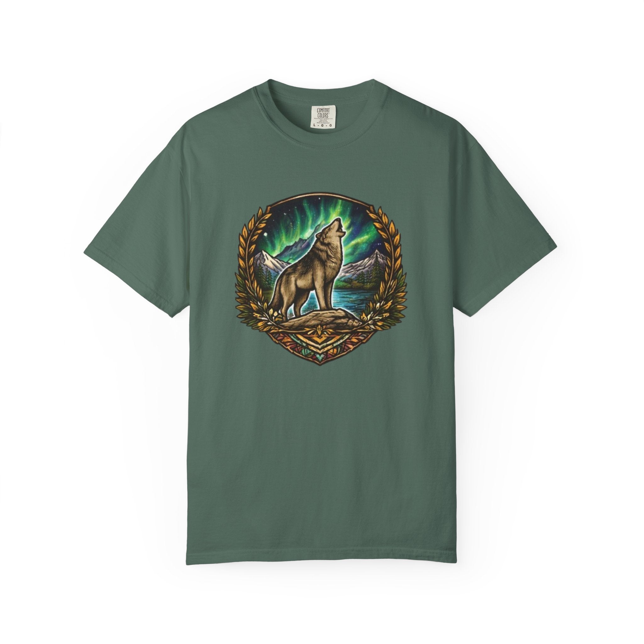 Wolf & Northern Lights T-Shirt | Howling Wolf Graphic Tee