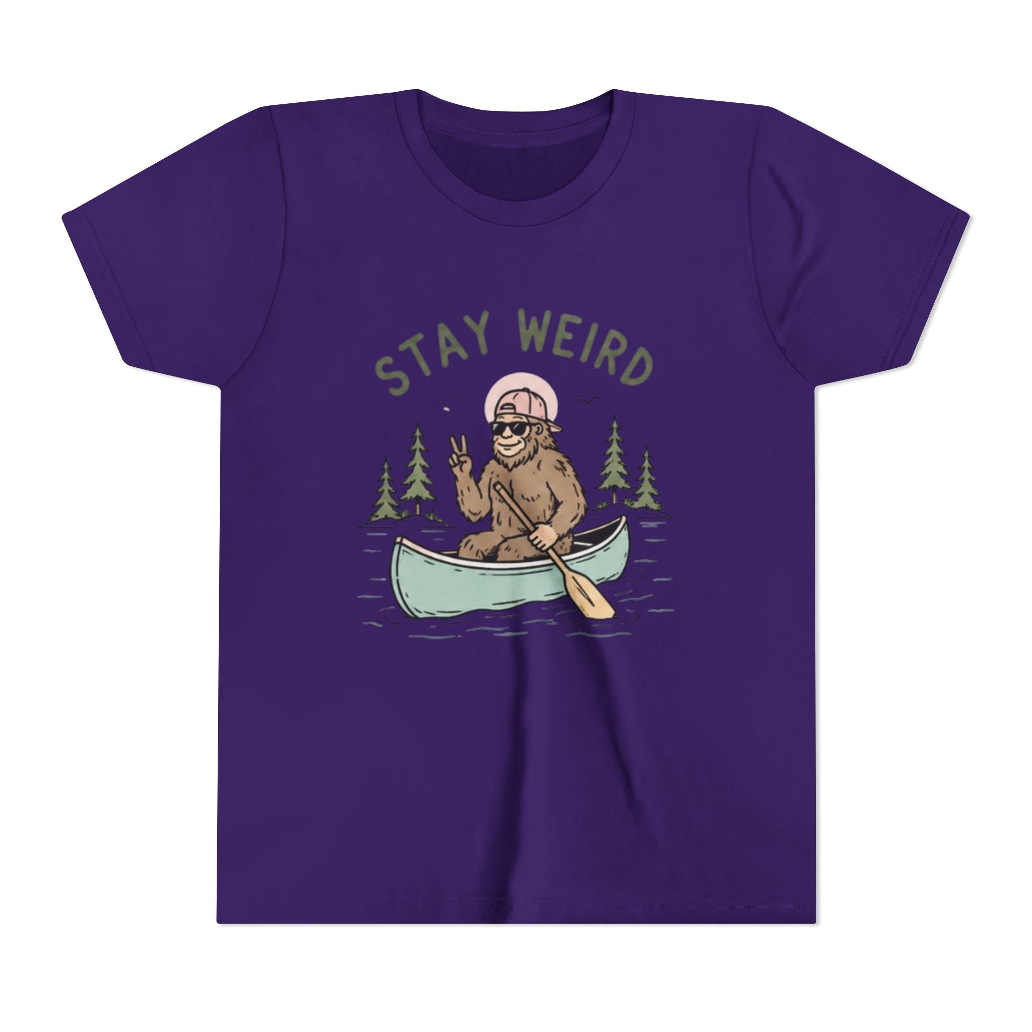 Youth T-Shirt | "Stay Weird" Canoe Bigfoot Graphic Tee