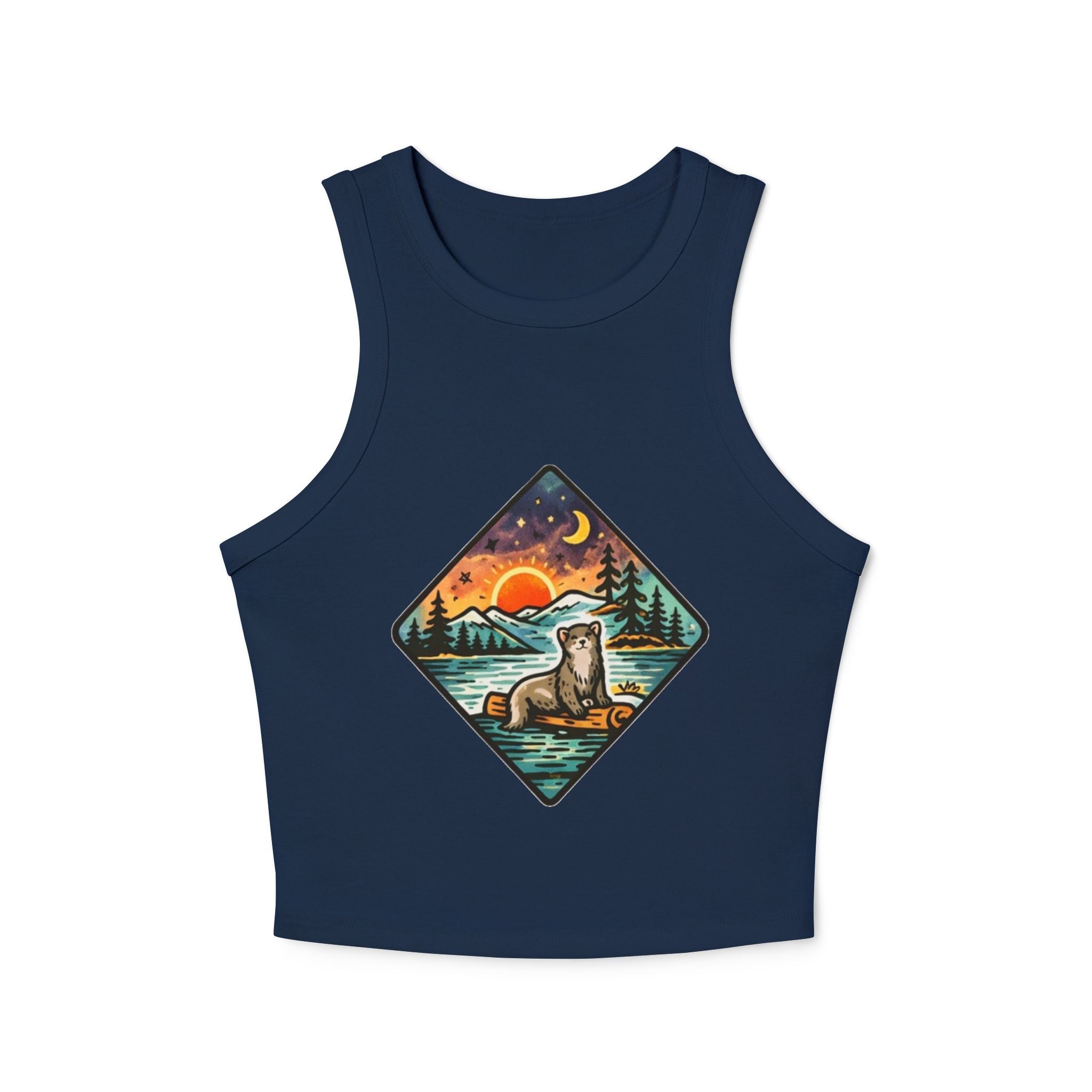 Otter Sunset Galaxy Racer Tank | Womens Ribbed Crop Tank Top