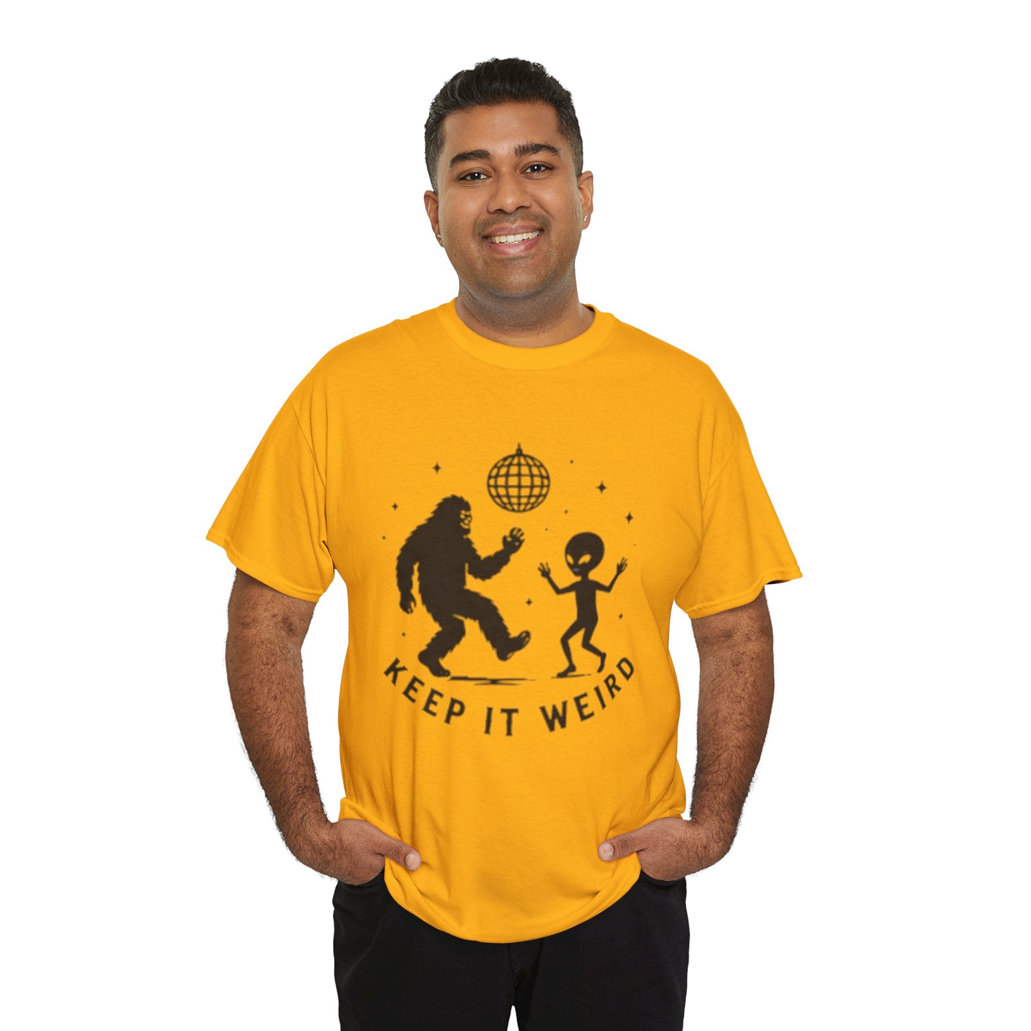 Keep It Weird T-Shirt | Dancing Bigfoot & Alien Disco Tee