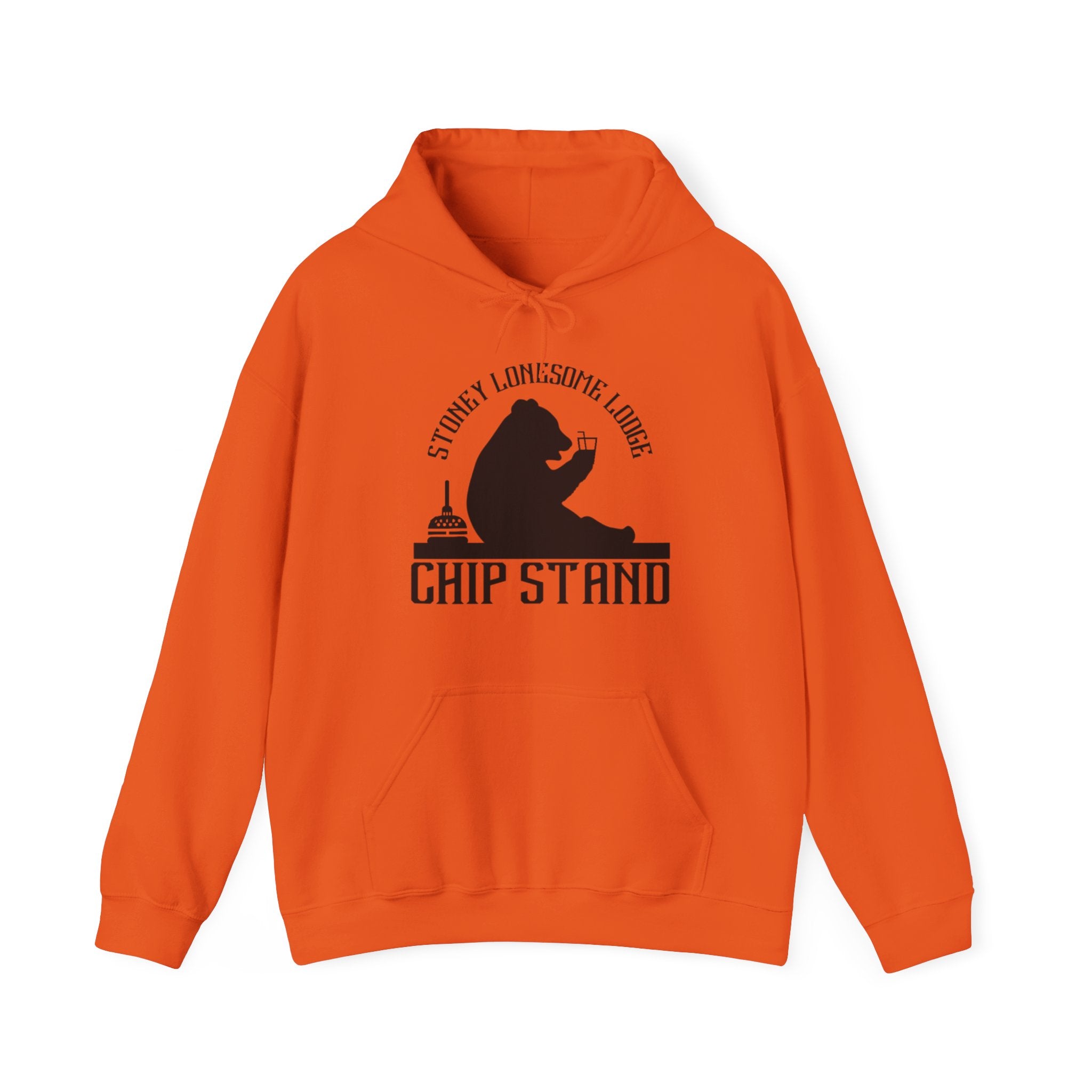 Bear Chip Stand Hoodie | "Stoney Lonesome Lodge" Retro Cabin Sweatshirt