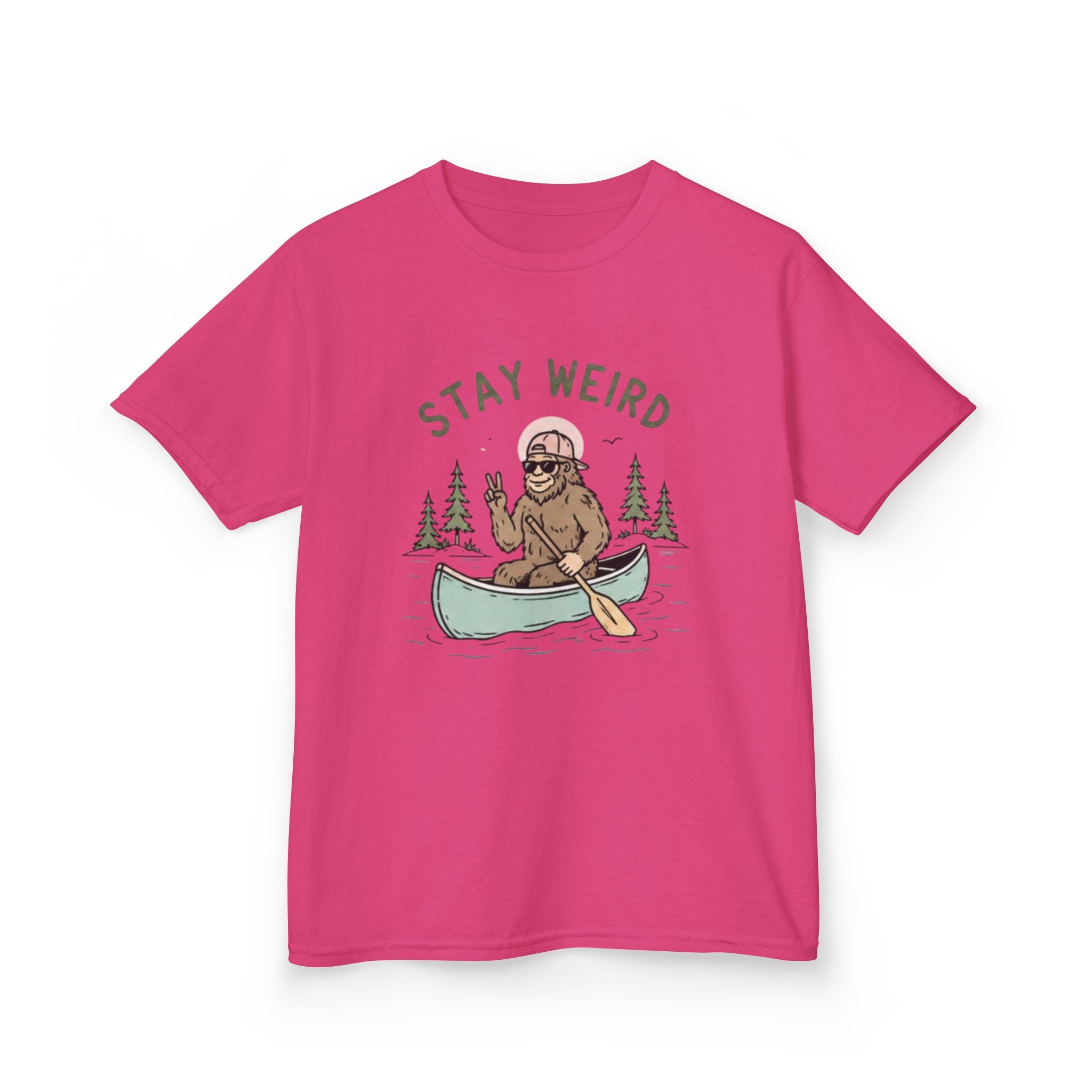 Kids Tee | "Stay Weird" Canoe Sasquatch Graphic