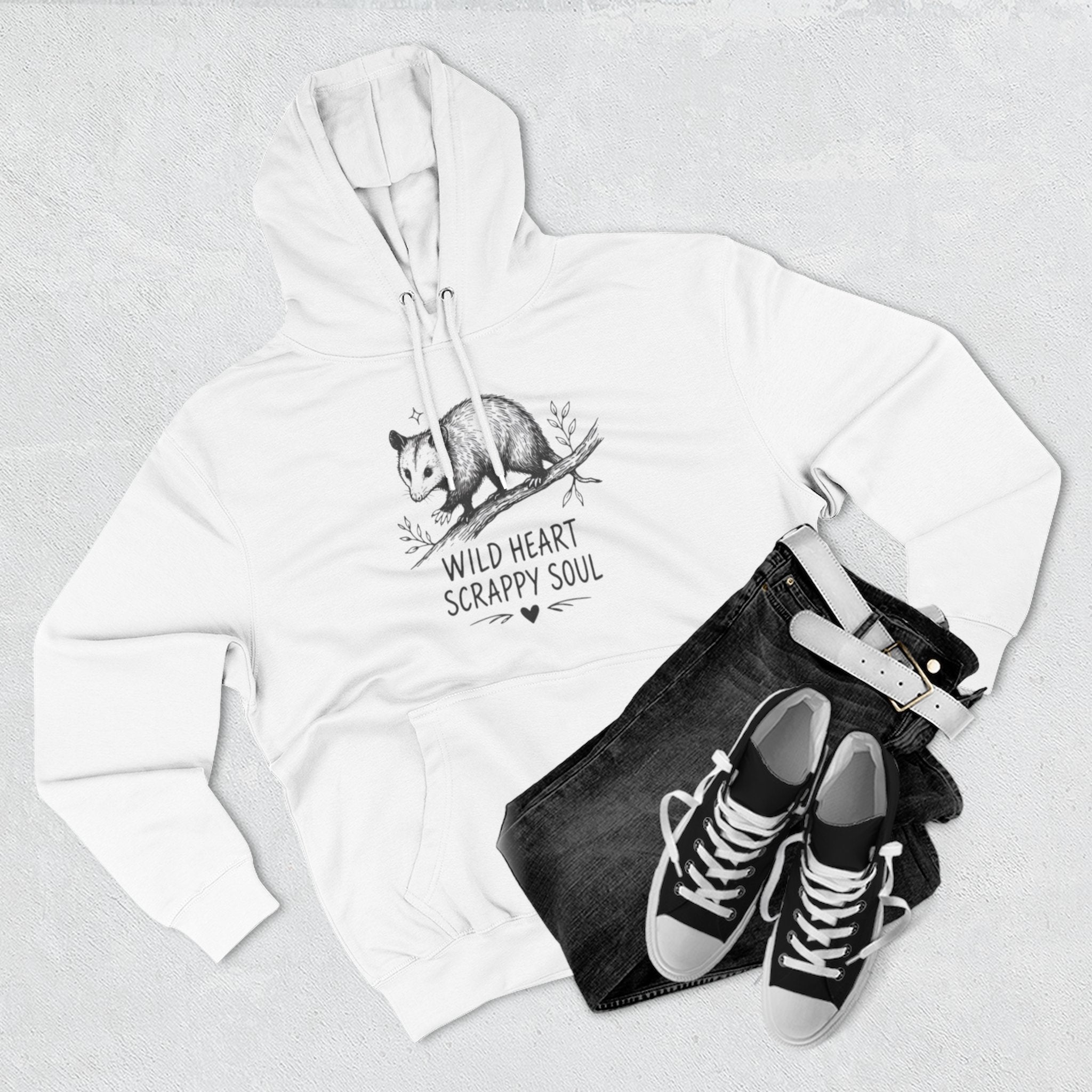 Hoodie | Wild Heart Scrappy Soul Opossum Illustration Cozy Hoodie