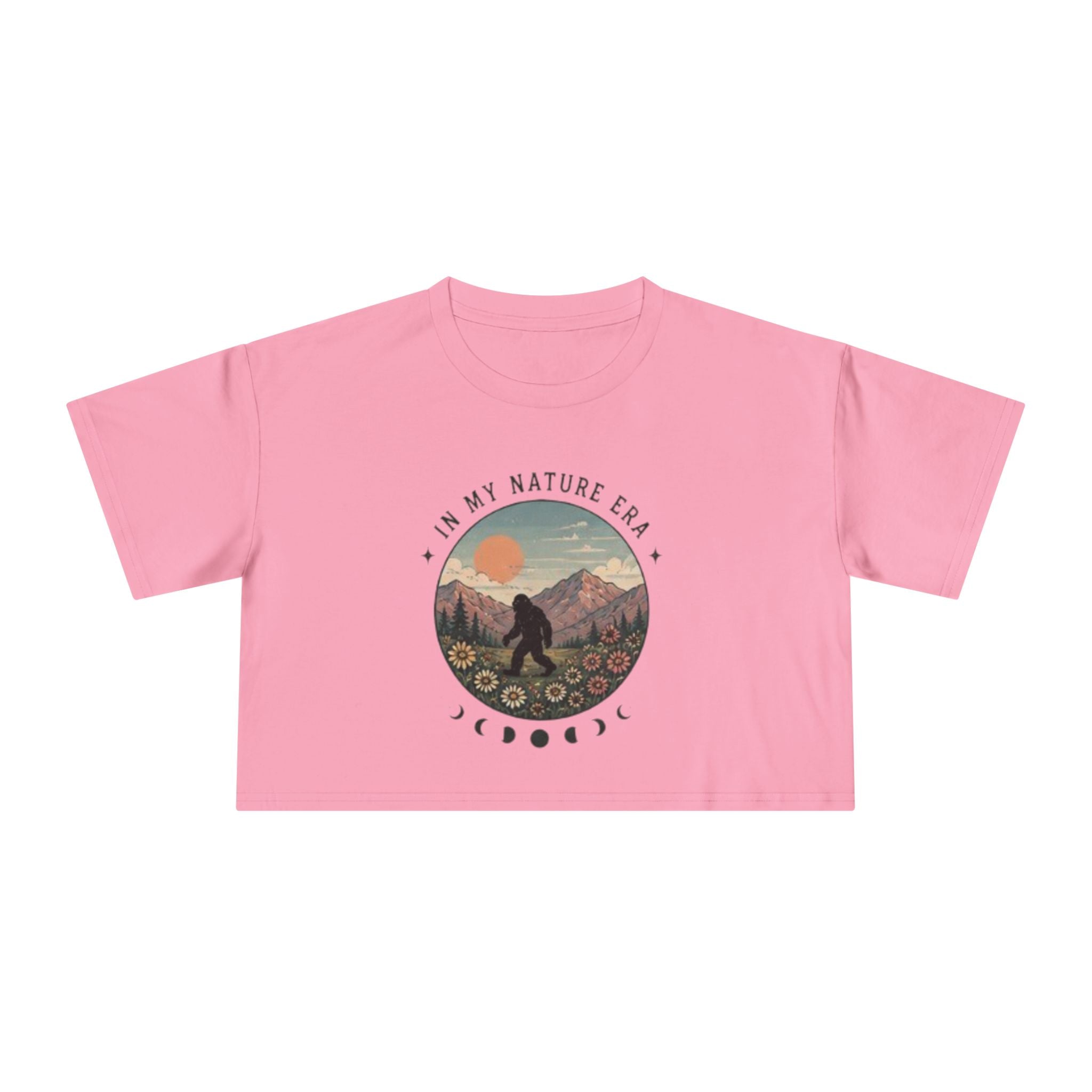 Nature Era Crop Tee | "I Am My Nature Era" Mountain & Sun Graphic