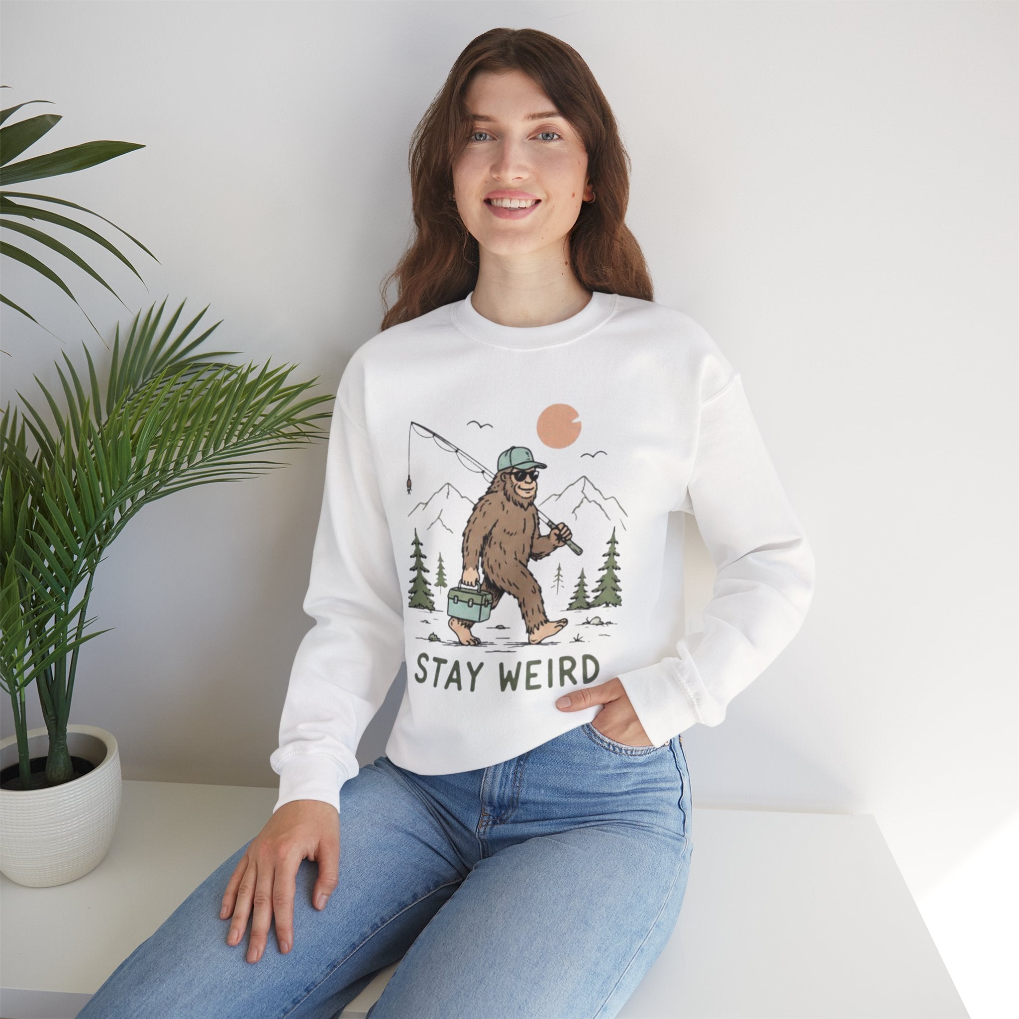 Stay Weird Bigfoot Fishing Sweatshirt