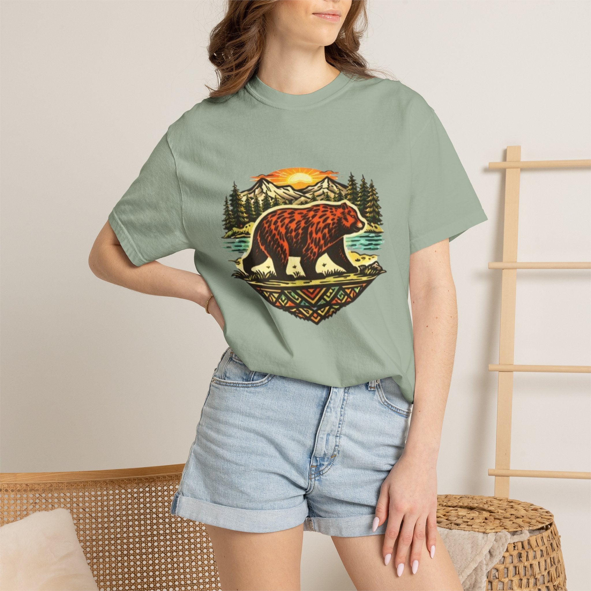 Bear Sunset T-Shirt | Vintage Forest Adventure Graphic Tee