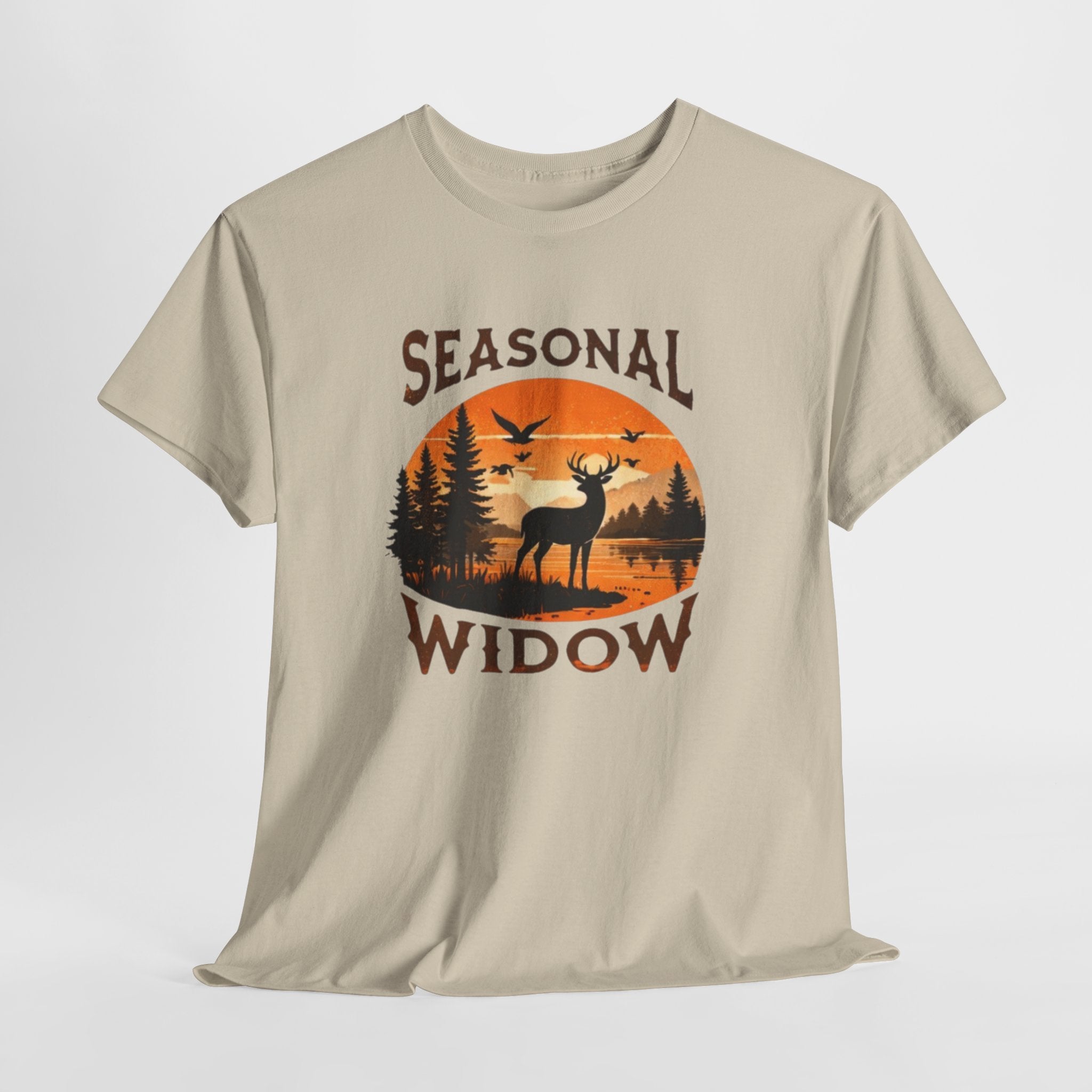 Seasonal Widow Tee | Hunting Wife Deer Sunset Graphic T-Shirt