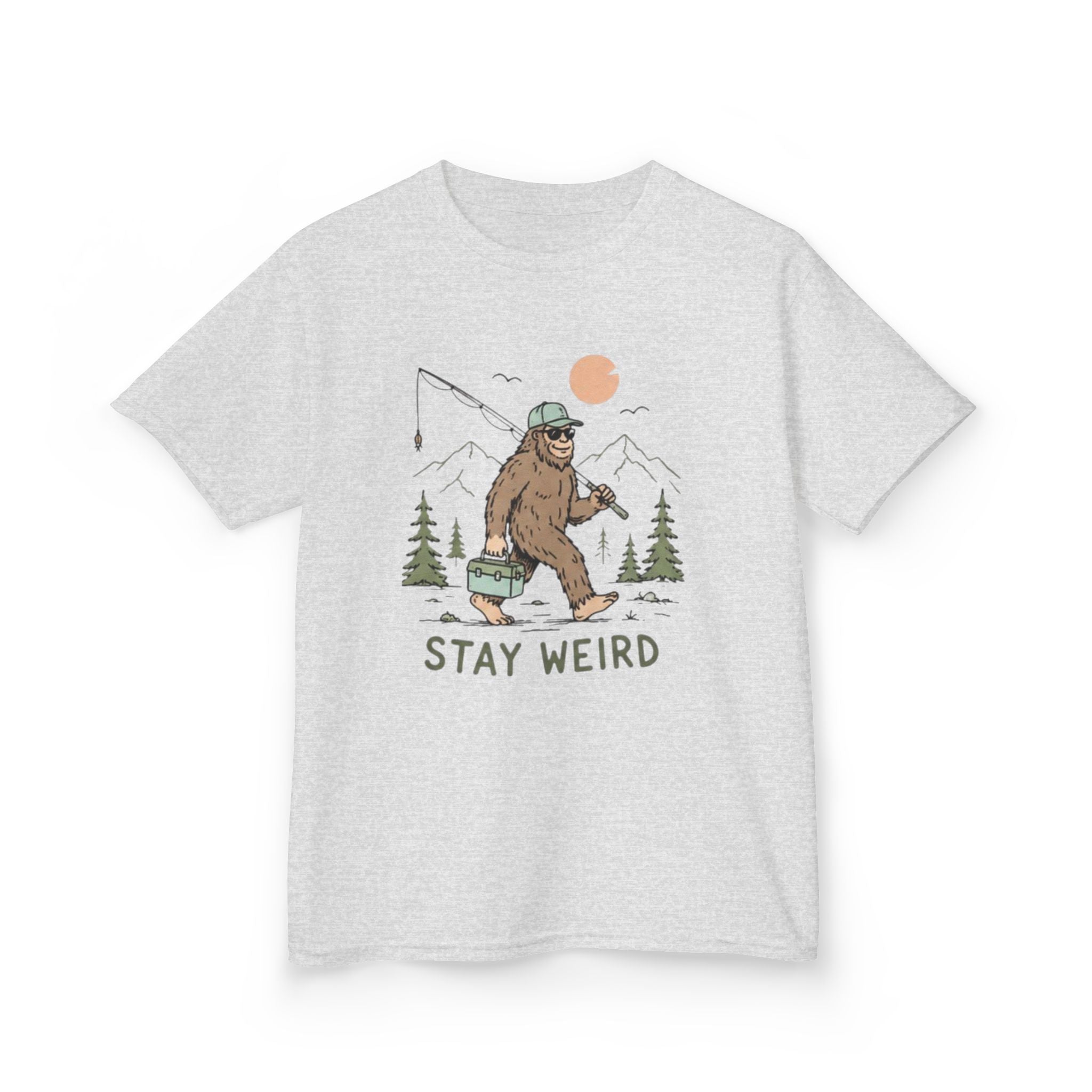 Kids Tee | Stay Weird Bigfoot Fishing