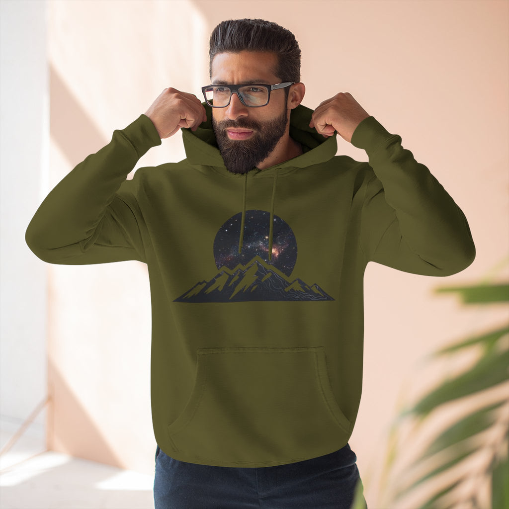 Mountain Sunset Hoodie | Minimalist Mountain Range with Night Sky Graphic