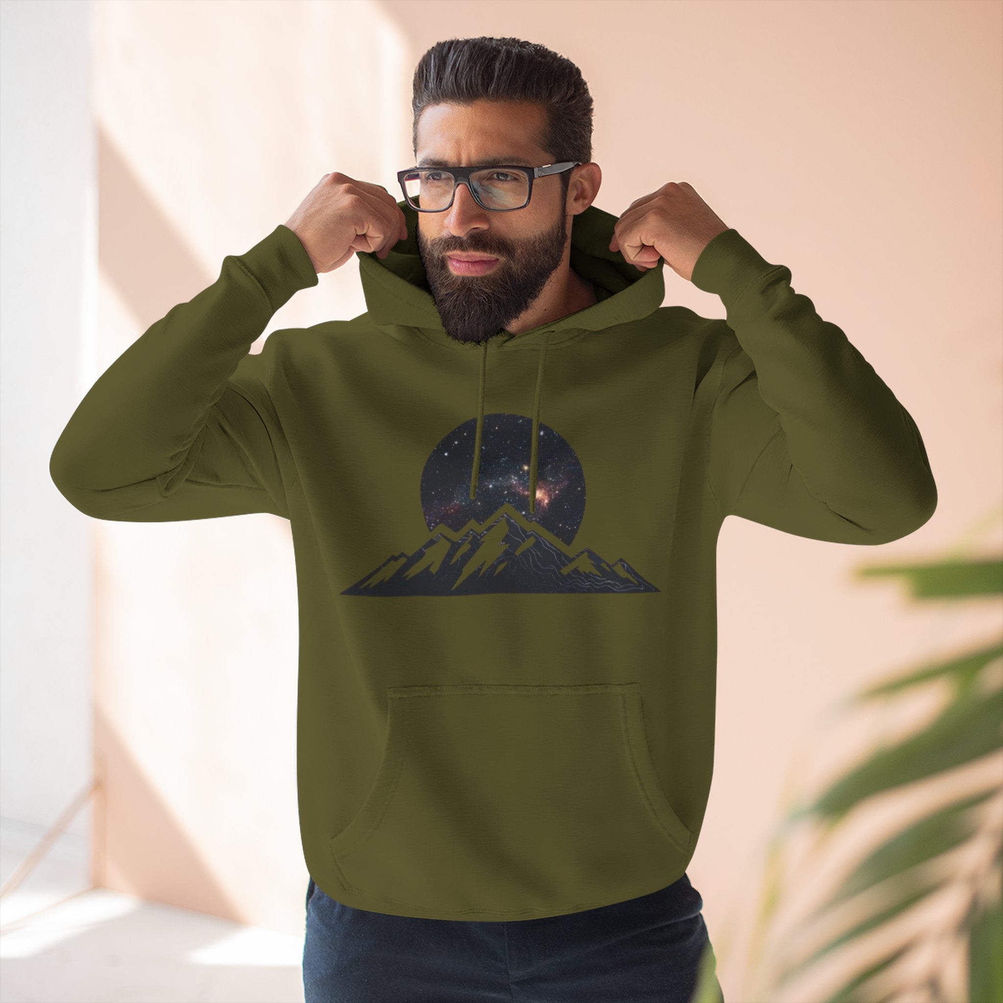 Mountain Sunset Hoodie | Minimalist Mountain Range with Night Sky Graphic